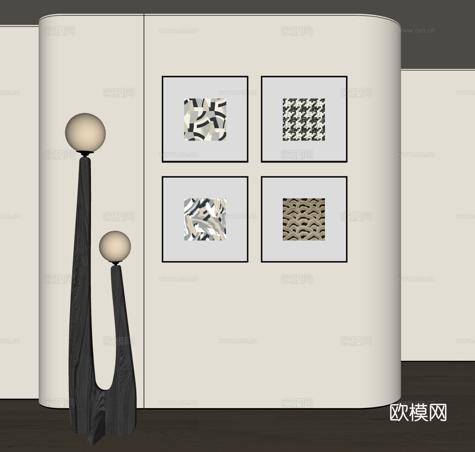 侘寂风装饰画su模型