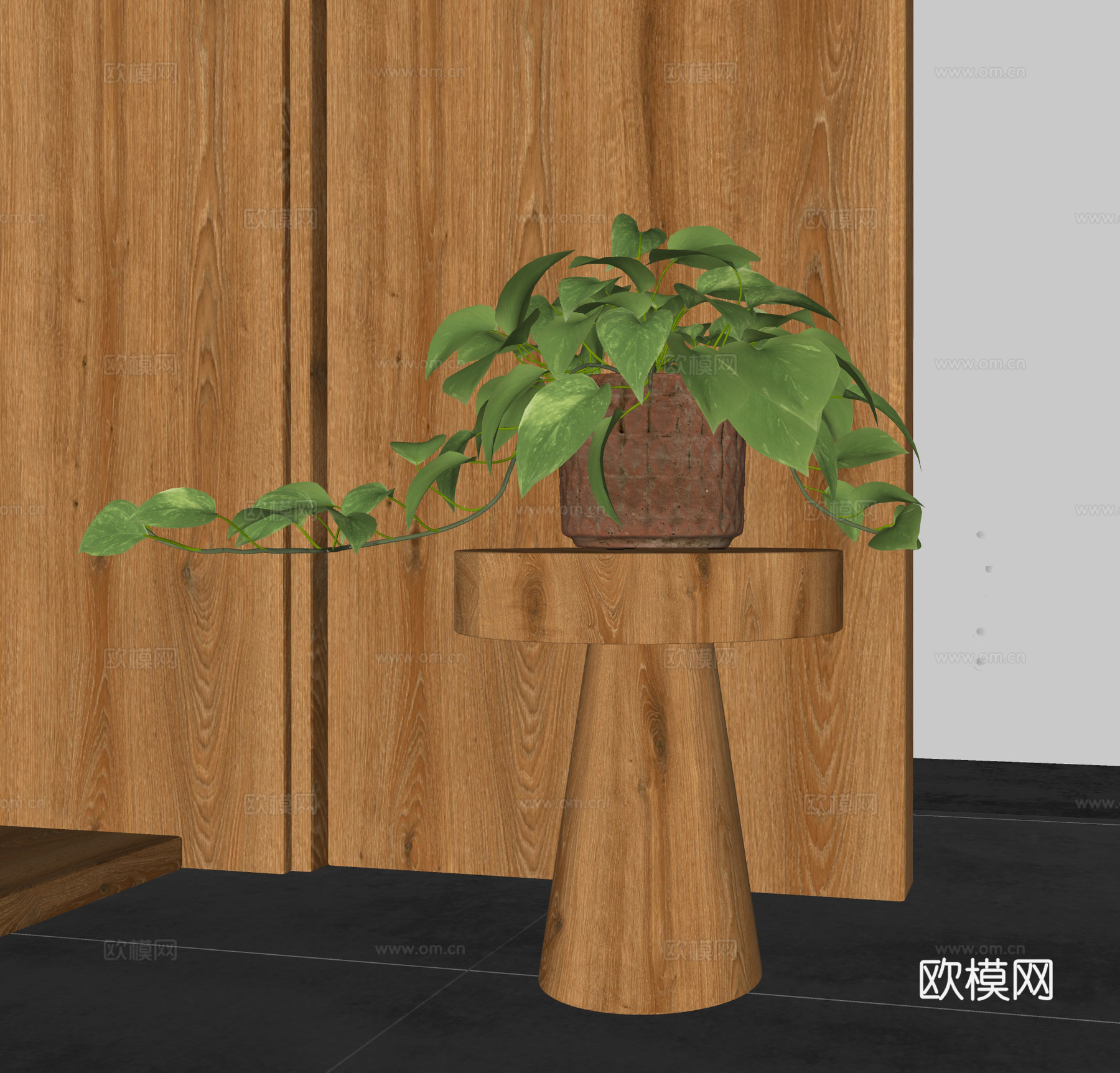侘寂风盆栽植物摆件su模型