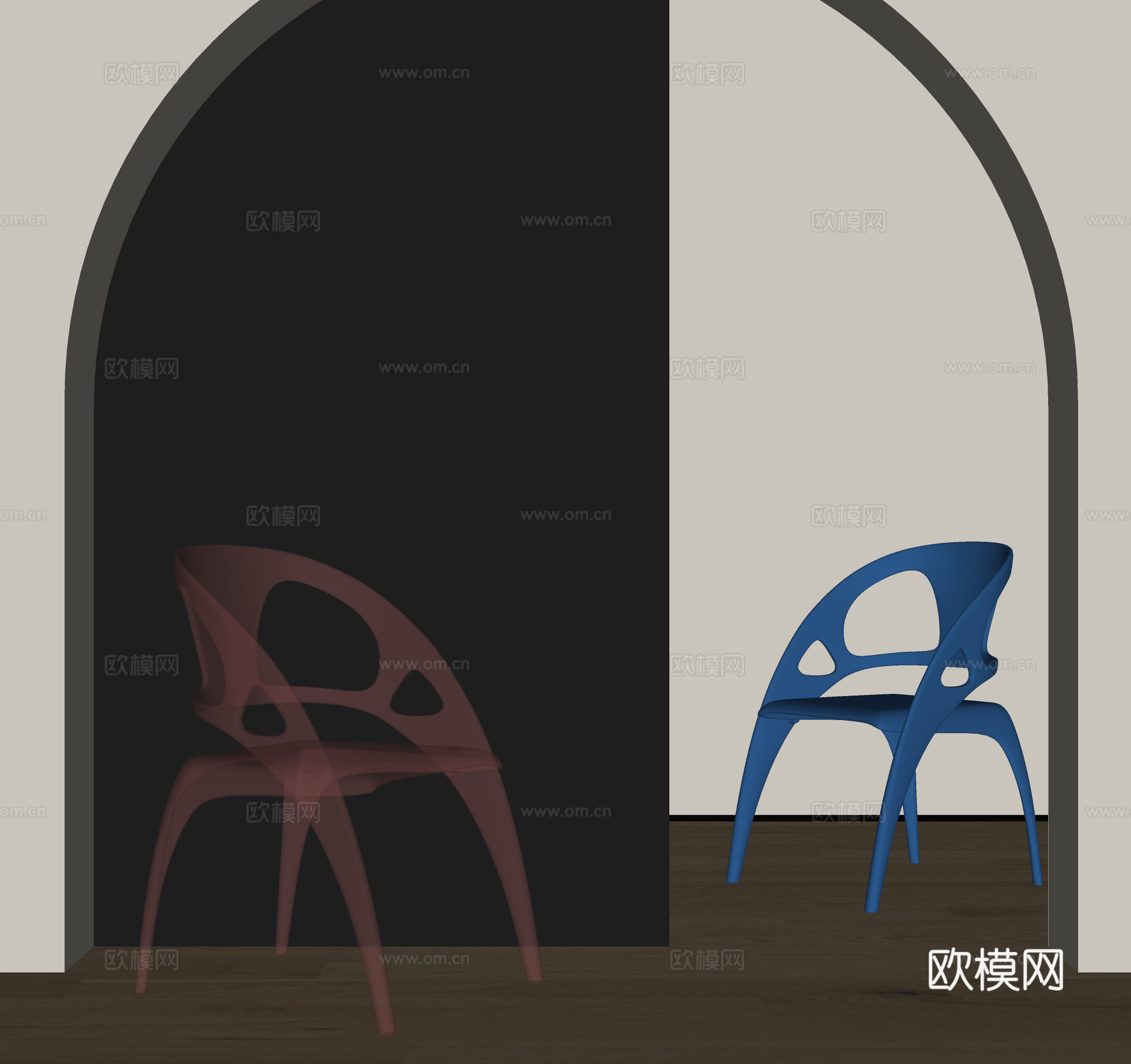 现代亚克力单椅su模型