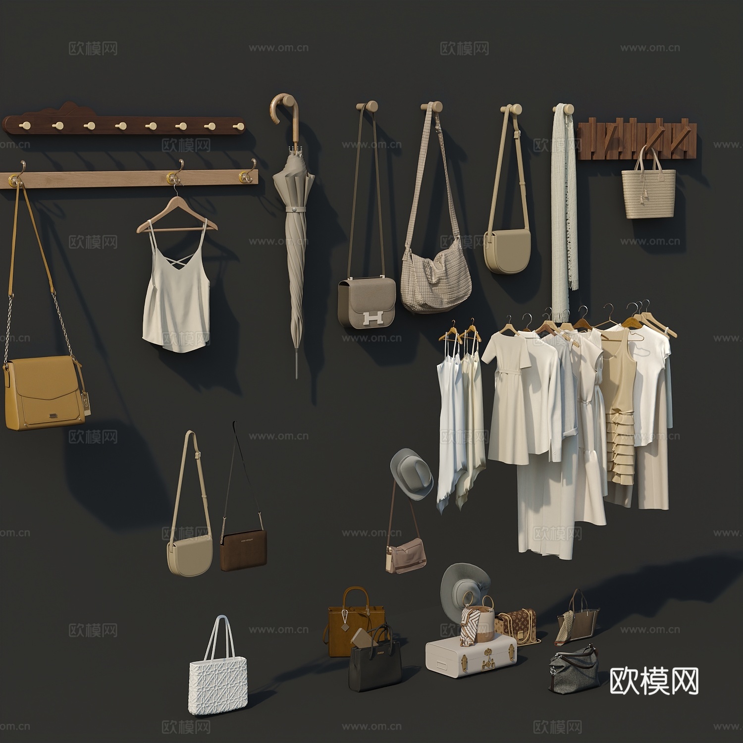 衣服鞋子包包名片包包女生衣服3d模型