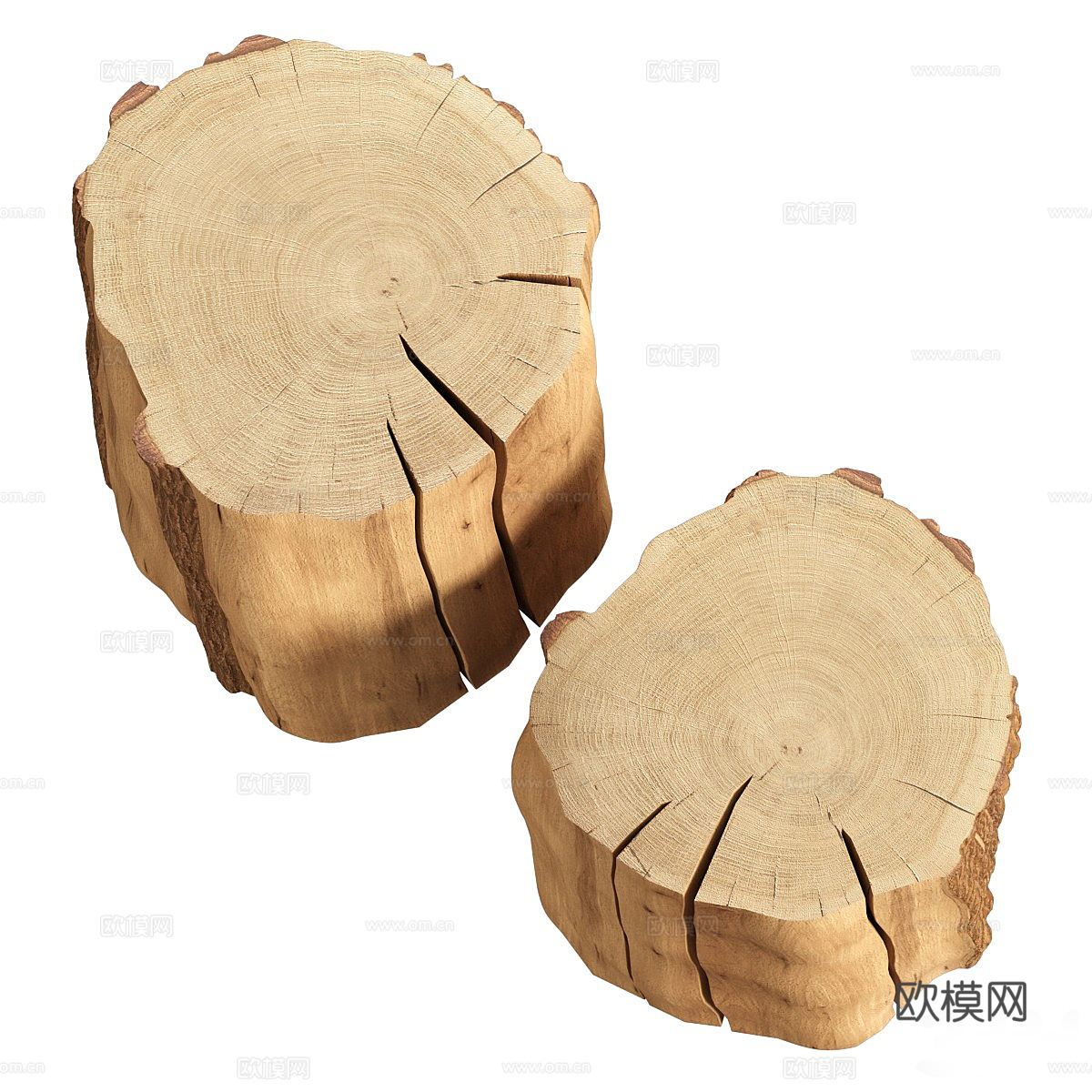 新中式原木风木桩边几3d模型
