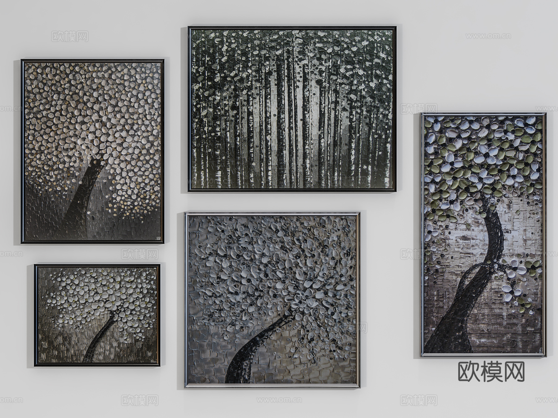现代轻奢挂画组合  墙面挂画 装饰画3d模型