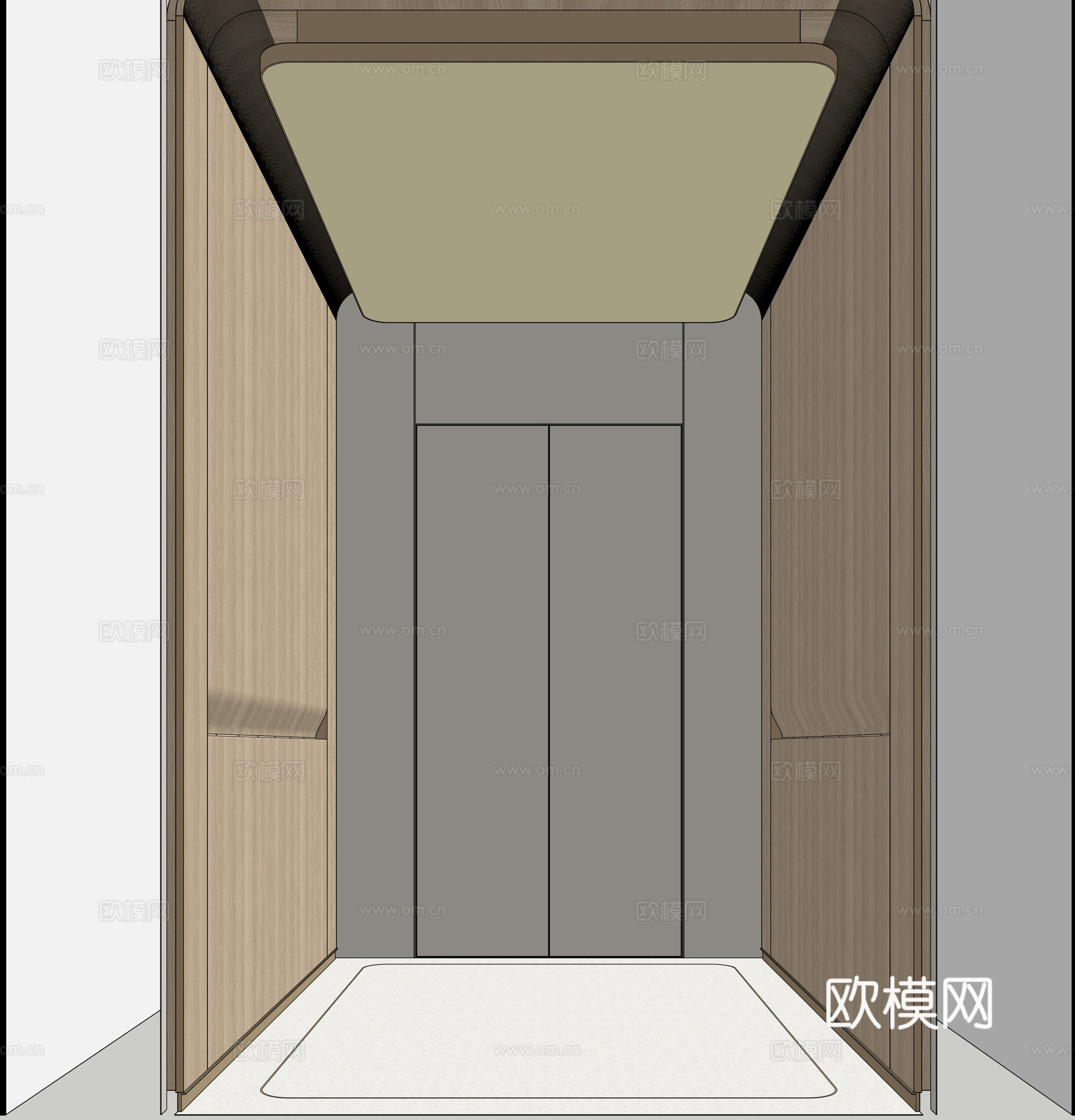 现代商业电梯轿厢su模型