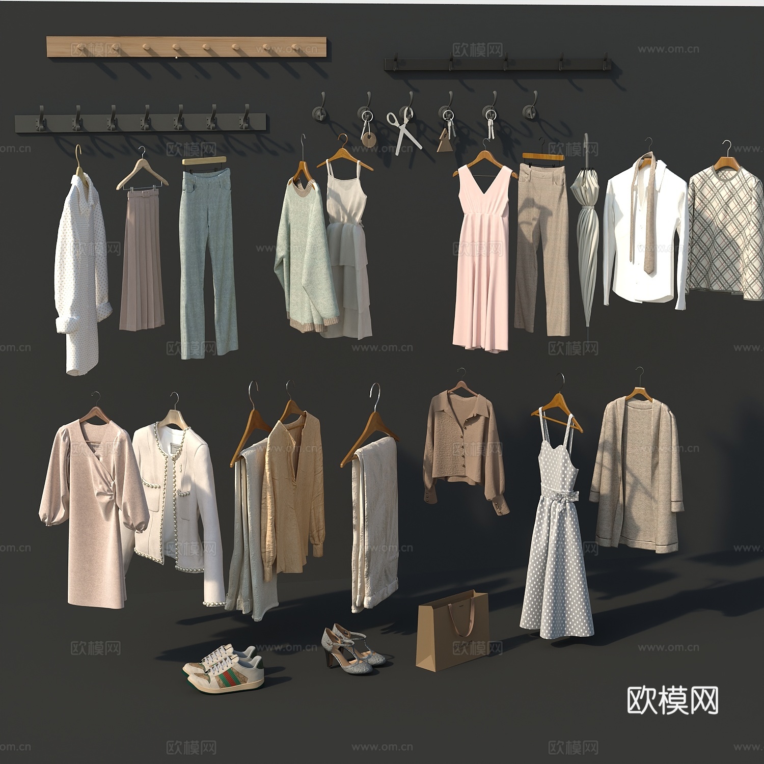 衣服鞋子包包名片包包女生衣服3d模型
