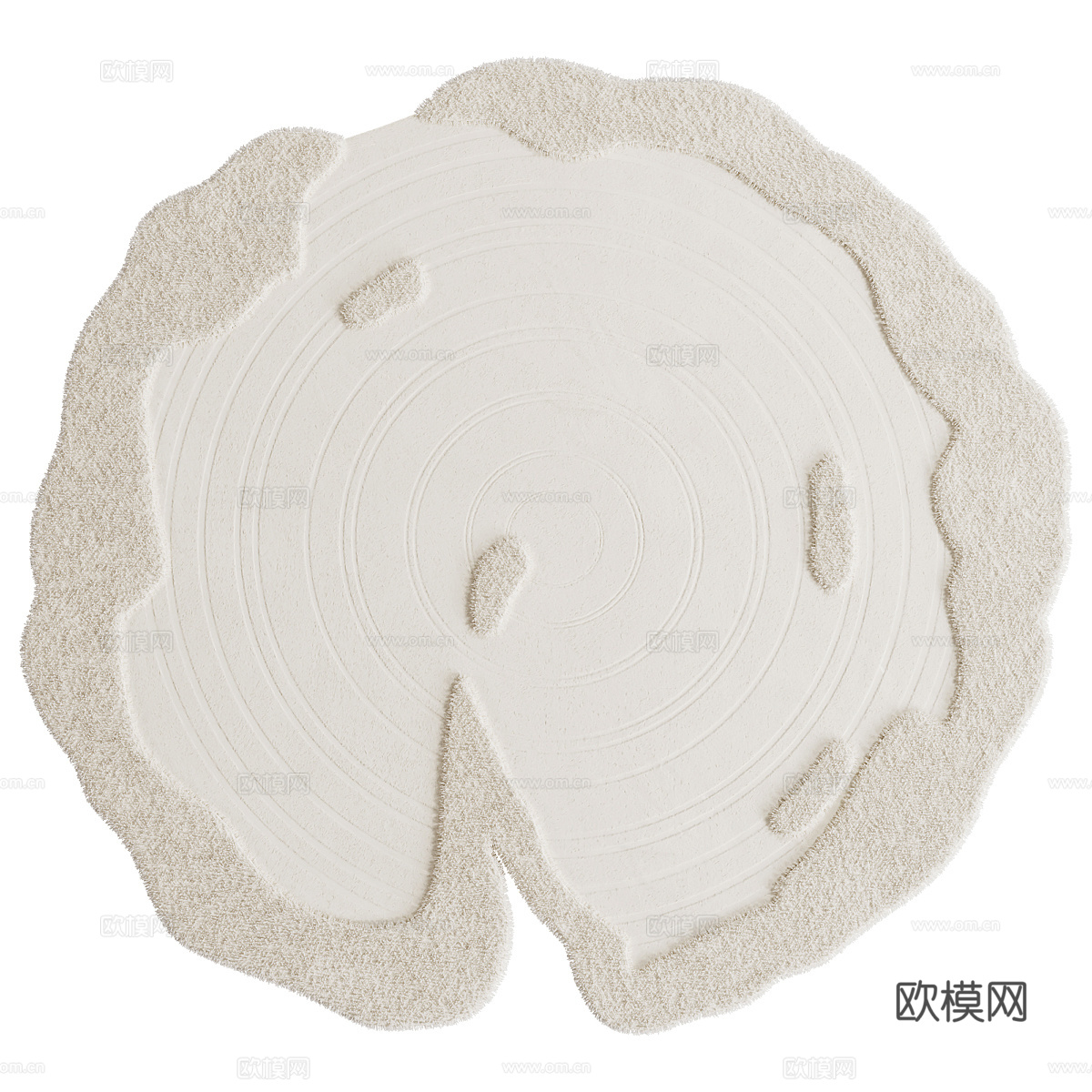现代奶油风羊毛布艺地毯3d模型