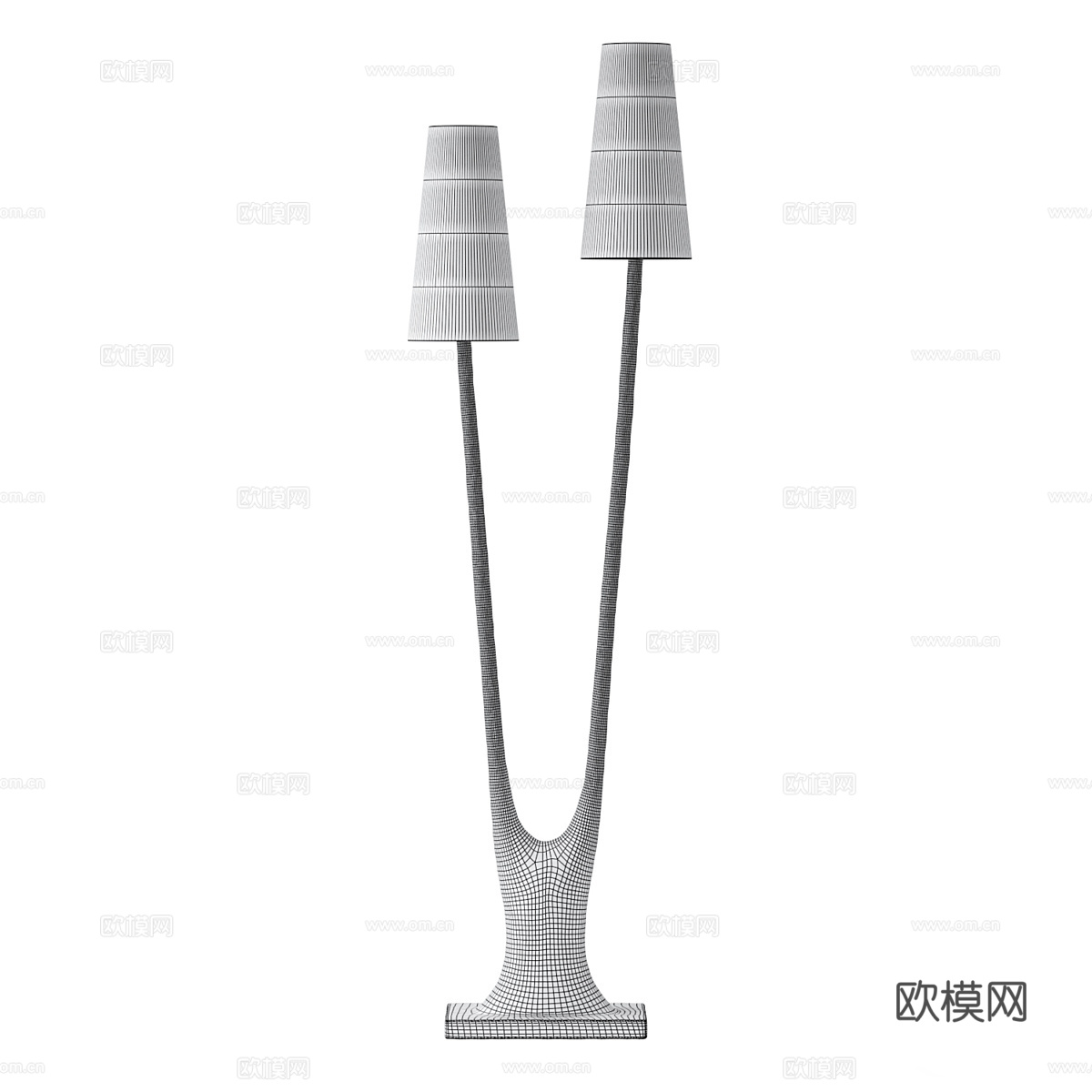 新中式侘寂双头落地灯3d模型