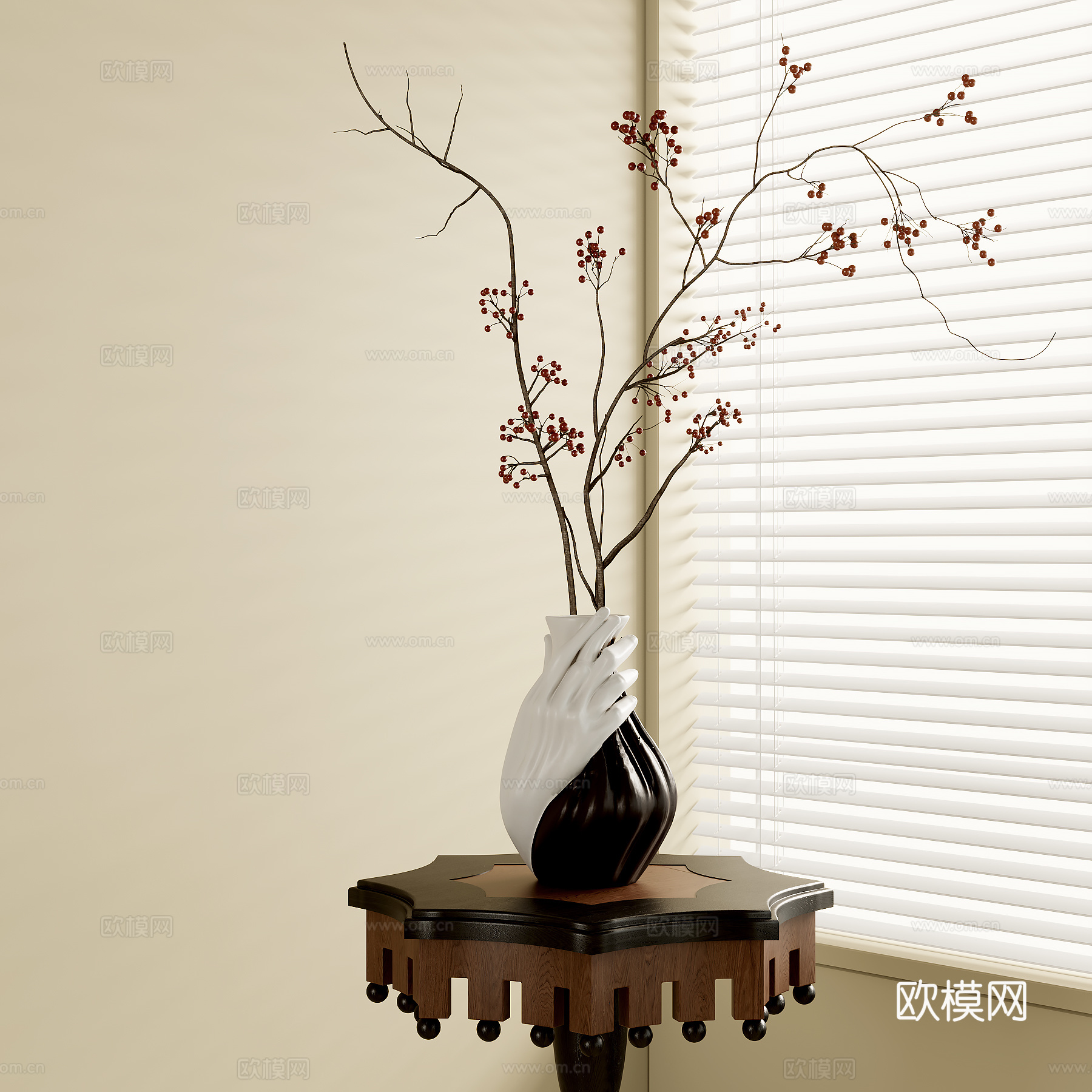 中古风花瓶花艺su模型