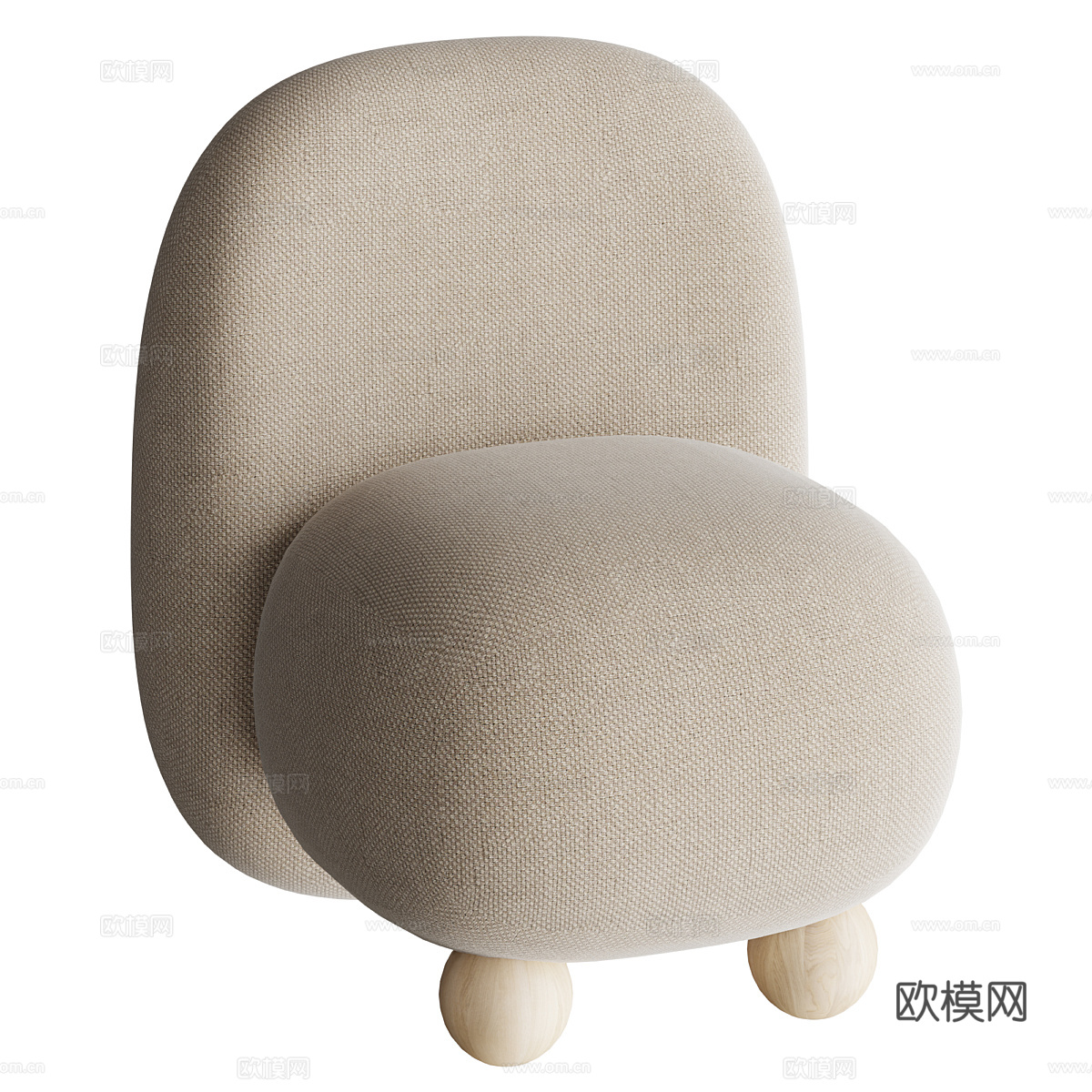 现代奶油风布艺沙发椅3d模型
