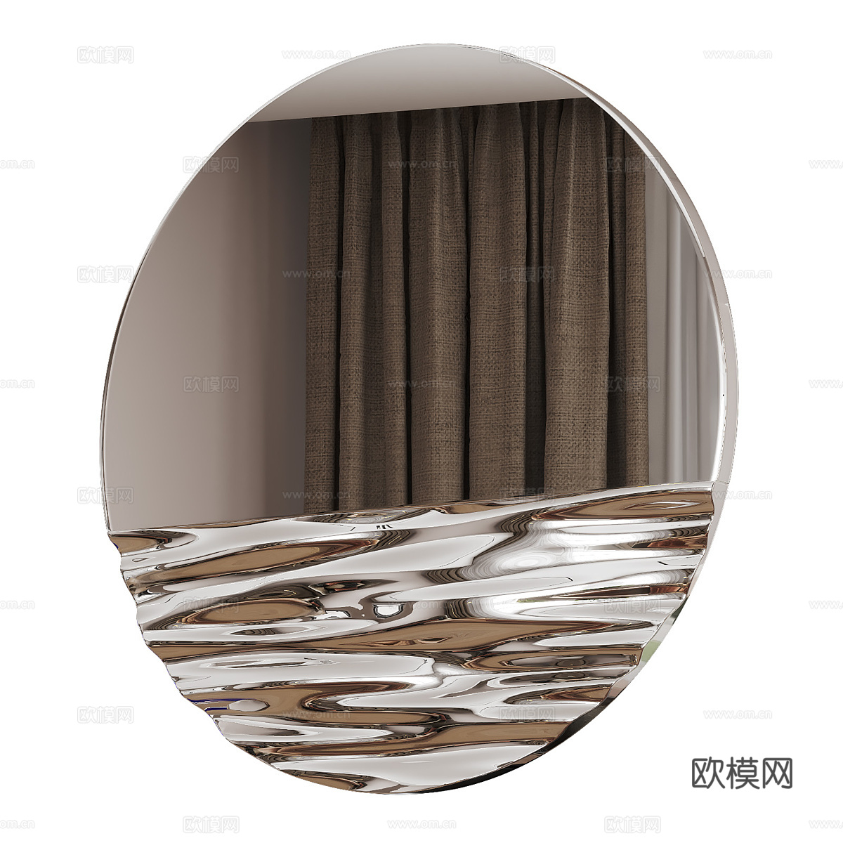 现代意式装饰圆镜3d模型