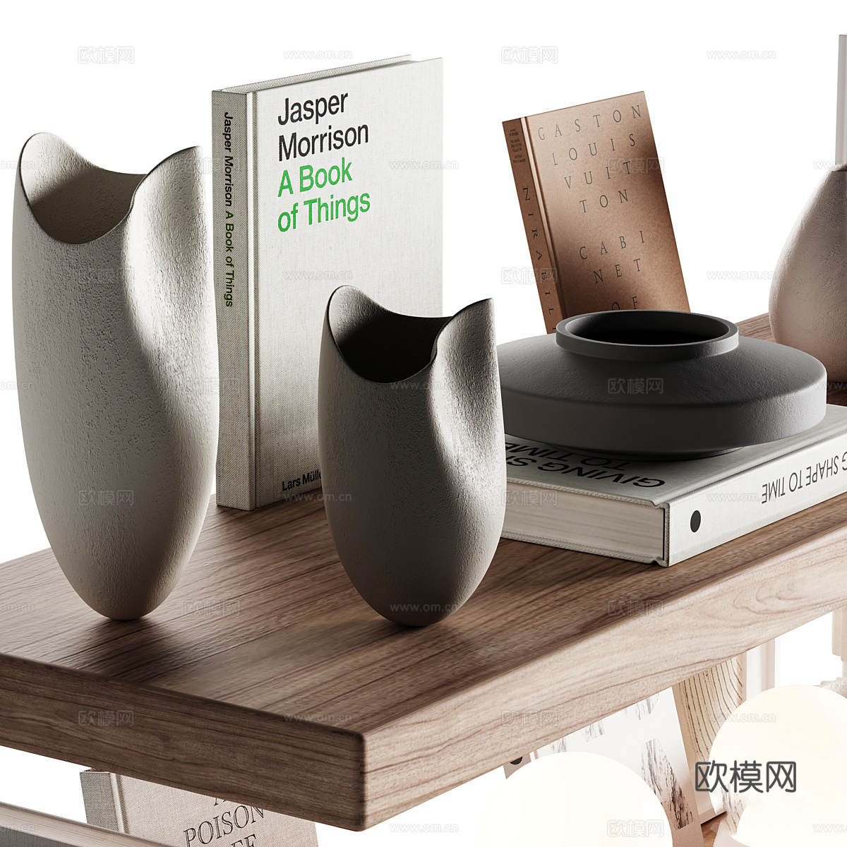 现代极简书柜饰品摆件组合3d模型