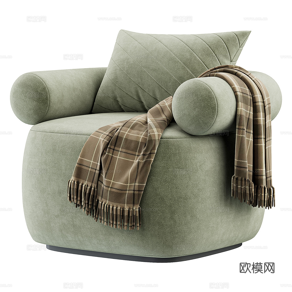 现代奶油风布艺沙发椅3d模型
