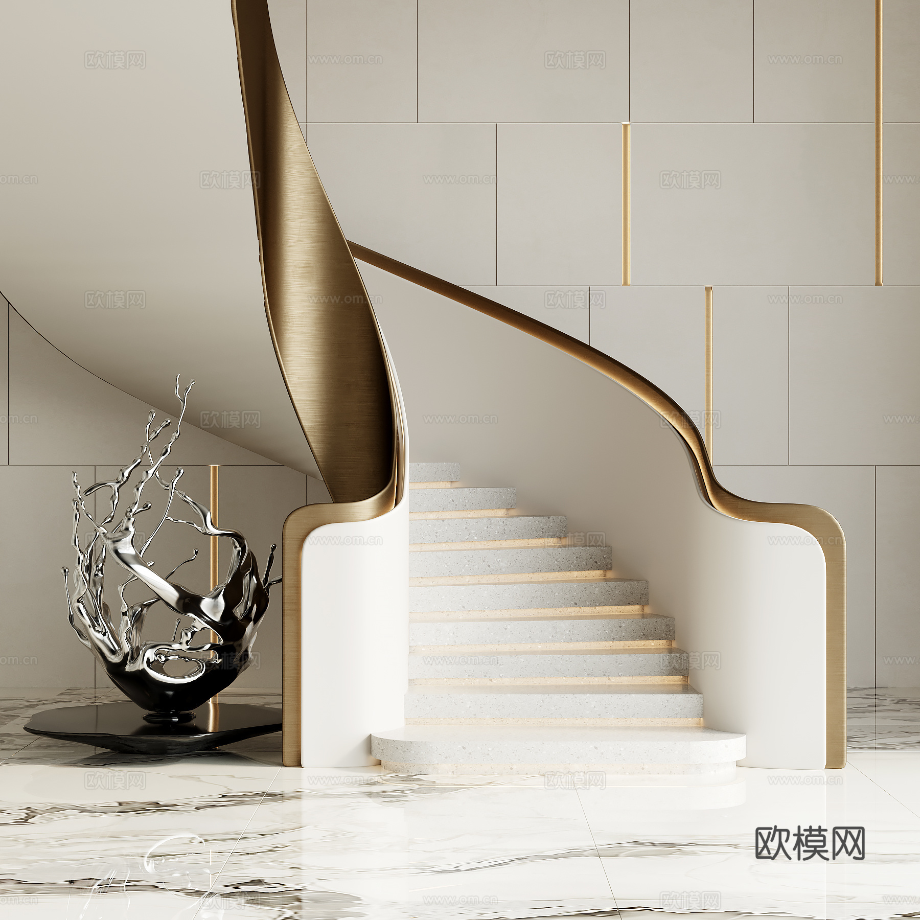 现代旋转楼梯su模型