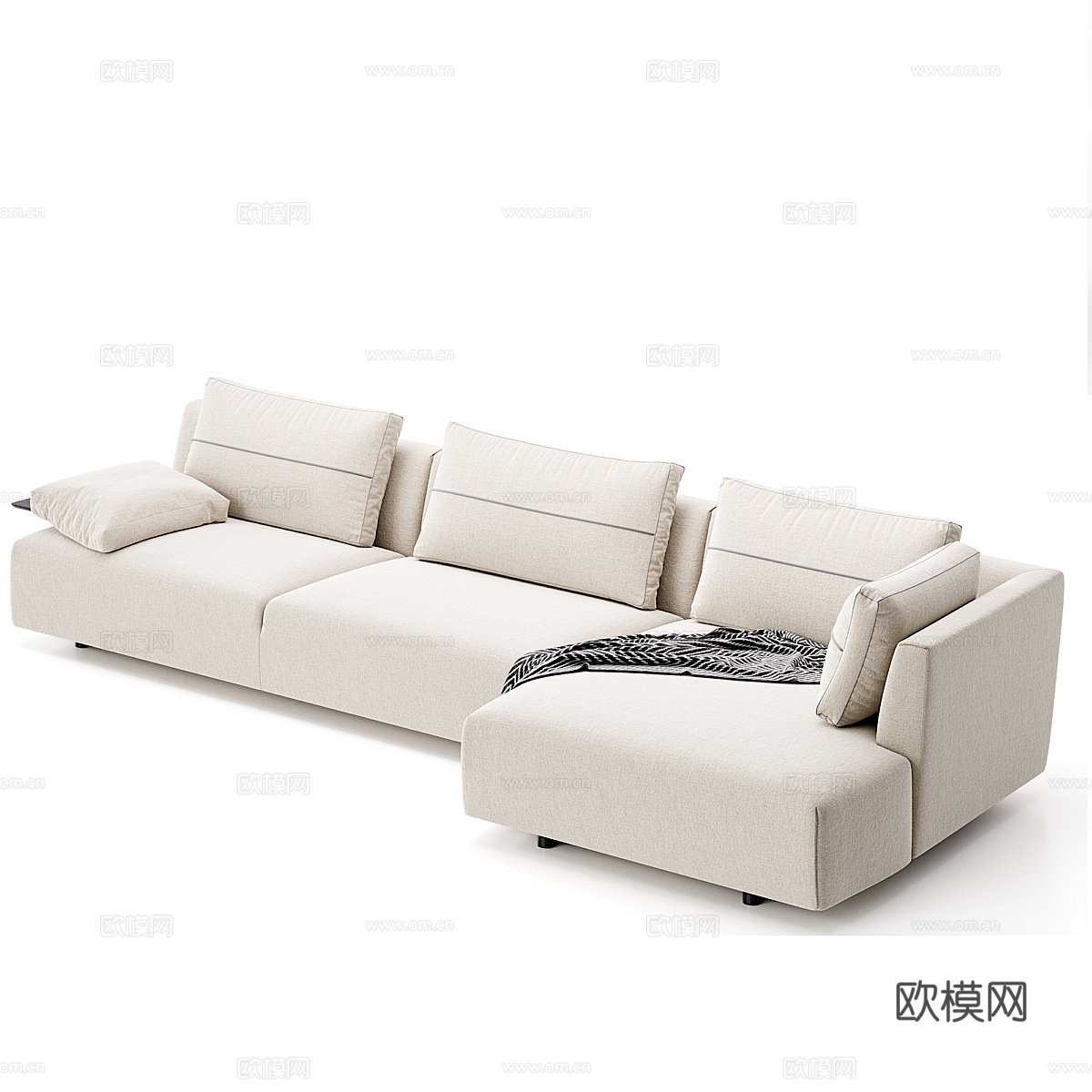 现代意式布艺转角沙发3d模型