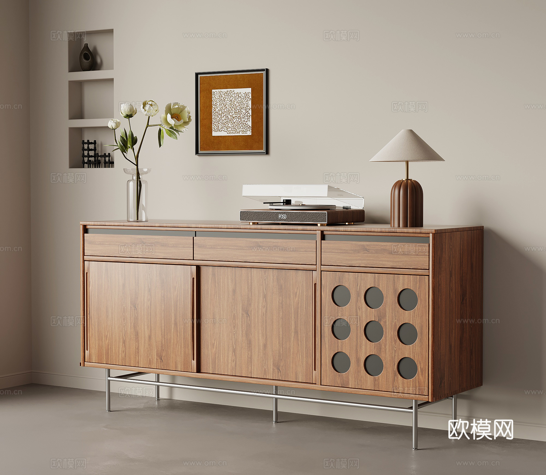 法式复古玄关柜 端景柜 餐边柜su模型