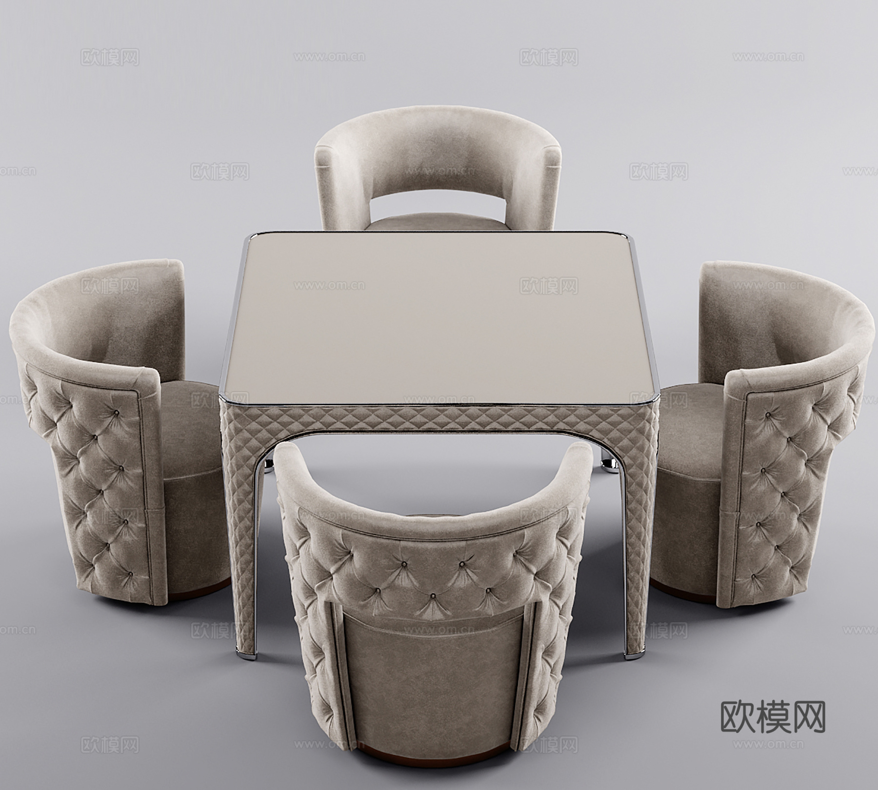 奶油风餐桌椅   咖啡厅桌椅  洽谈桌椅3d模型