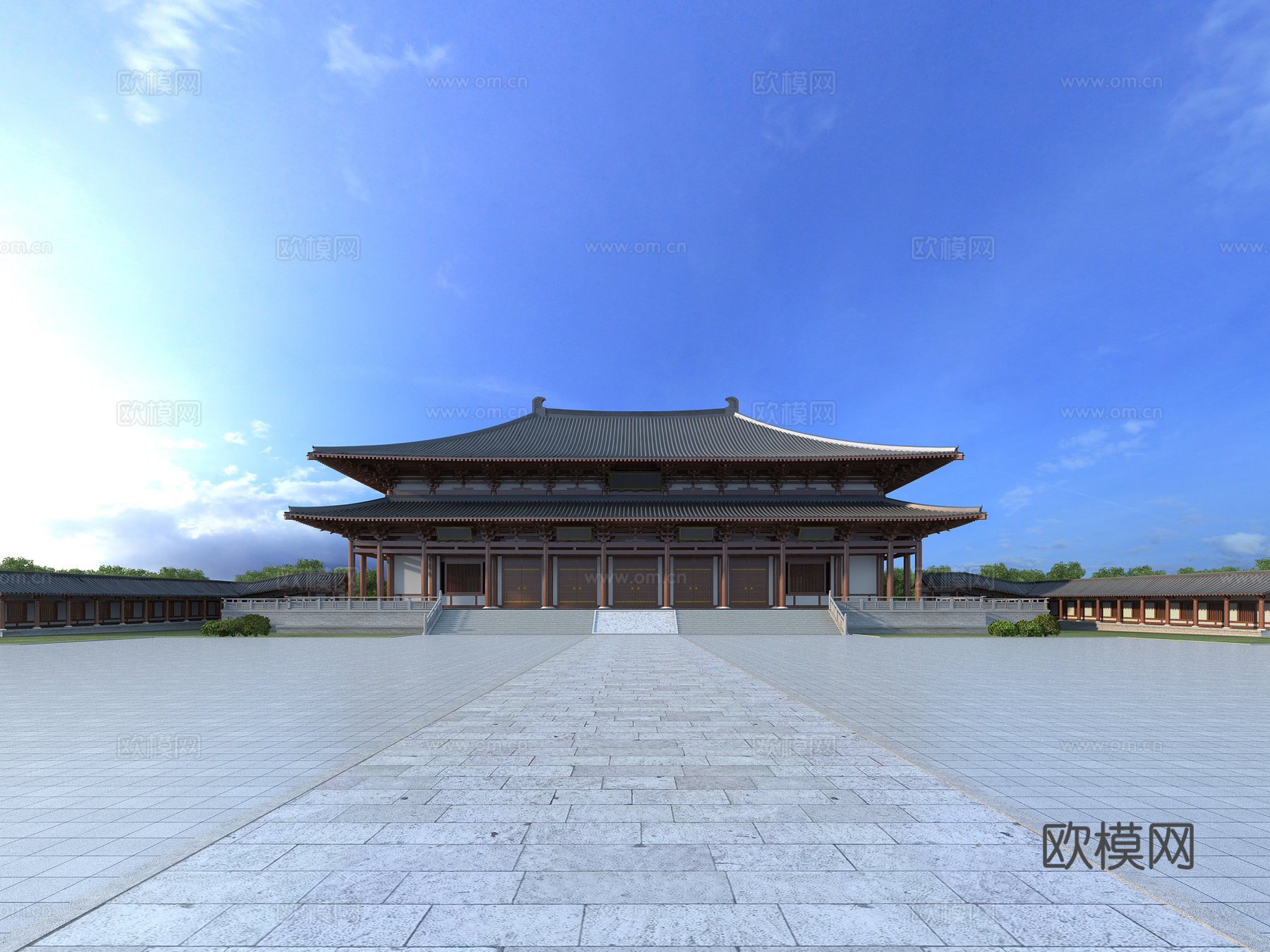 古建 中式建筑 寺庙 庙宇 大雄宝殿 斗拱 重檐 唐宋3d模型