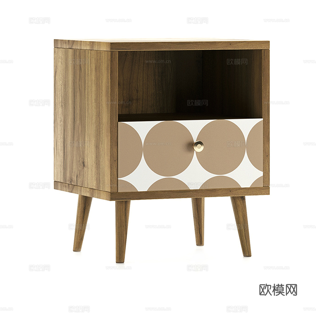 现代北欧原木风儿童床头柜3d模型
