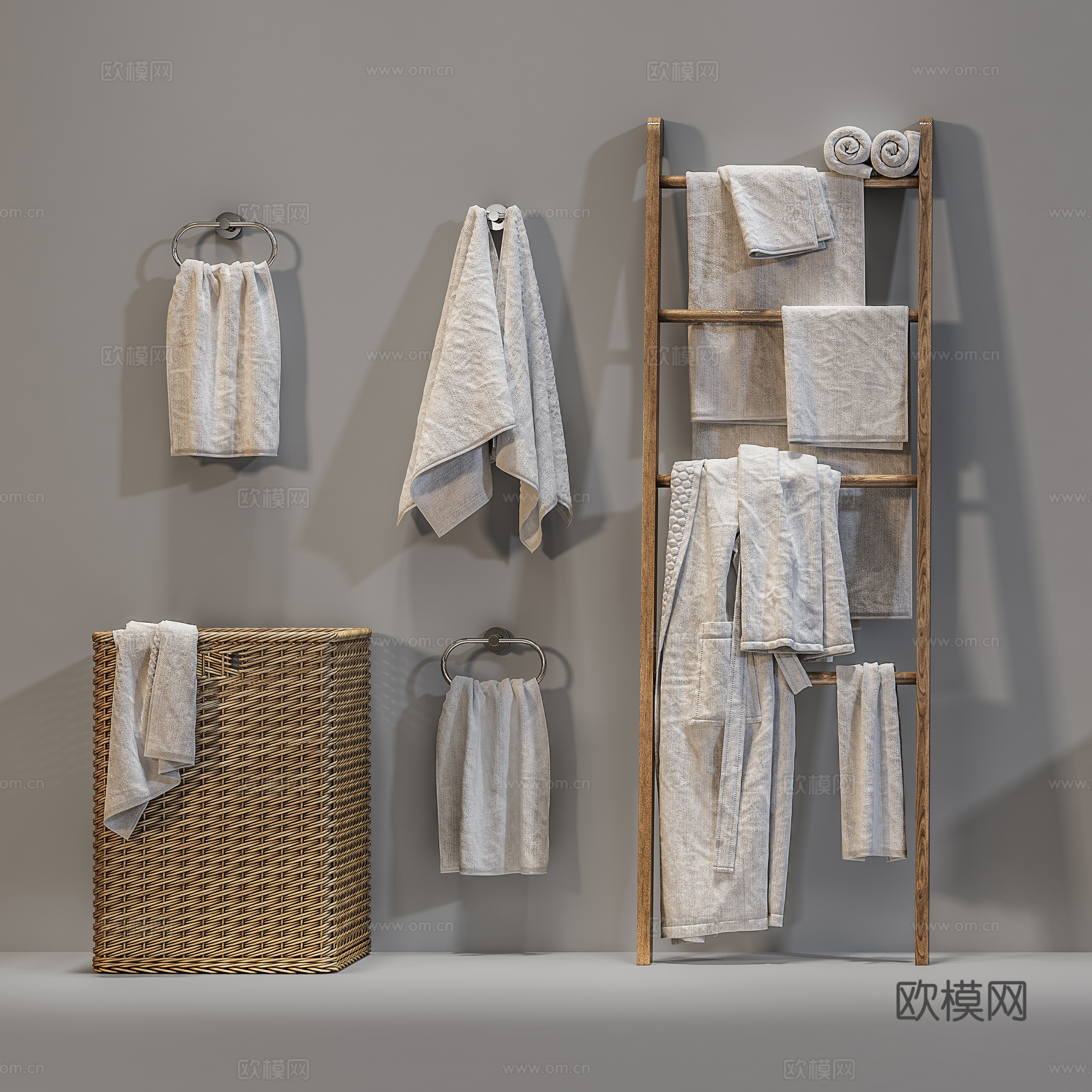 现代卫浴用品 卫浴小件  毛巾架子3d模型