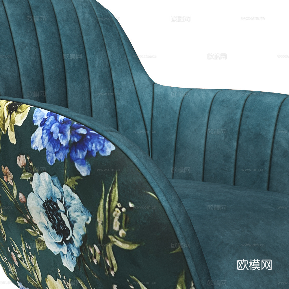 现代北欧布艺单椅3d模型