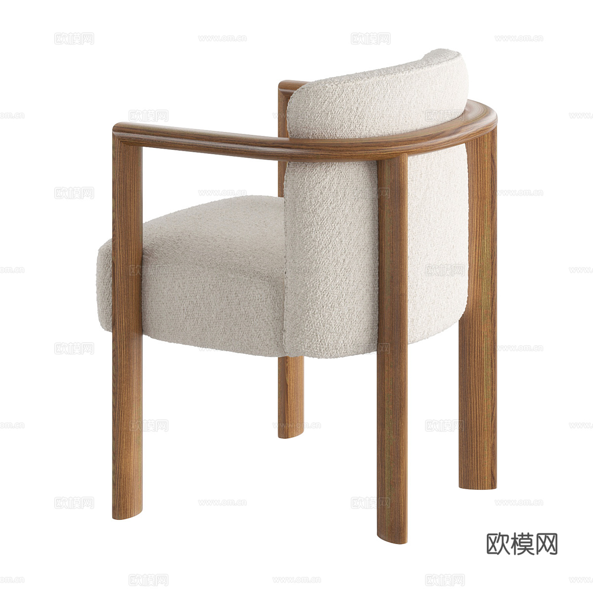 新中式原木布艺椅子3d模型