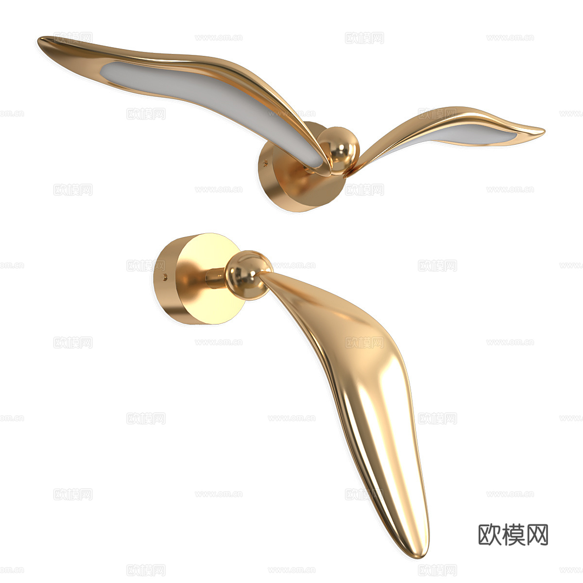 现代轻奢飞鸟装饰壁灯3d模型