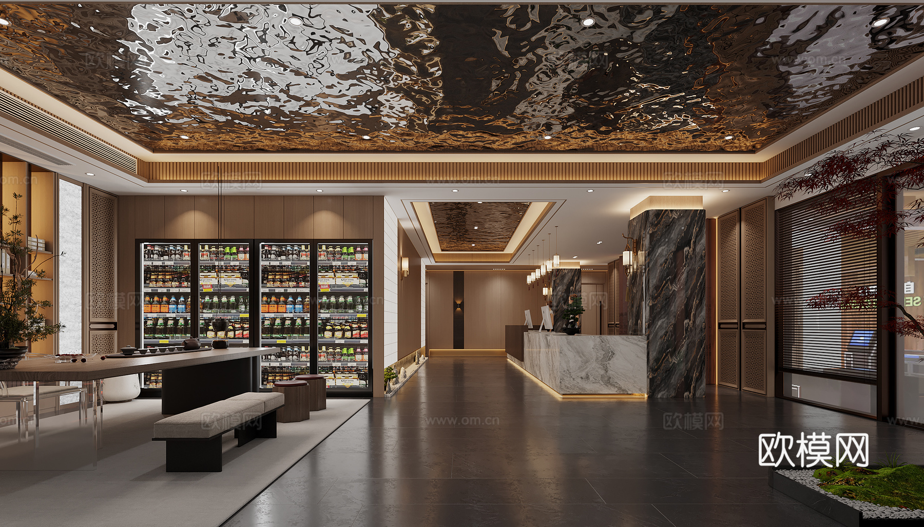 新中式酒店大厅3d模型