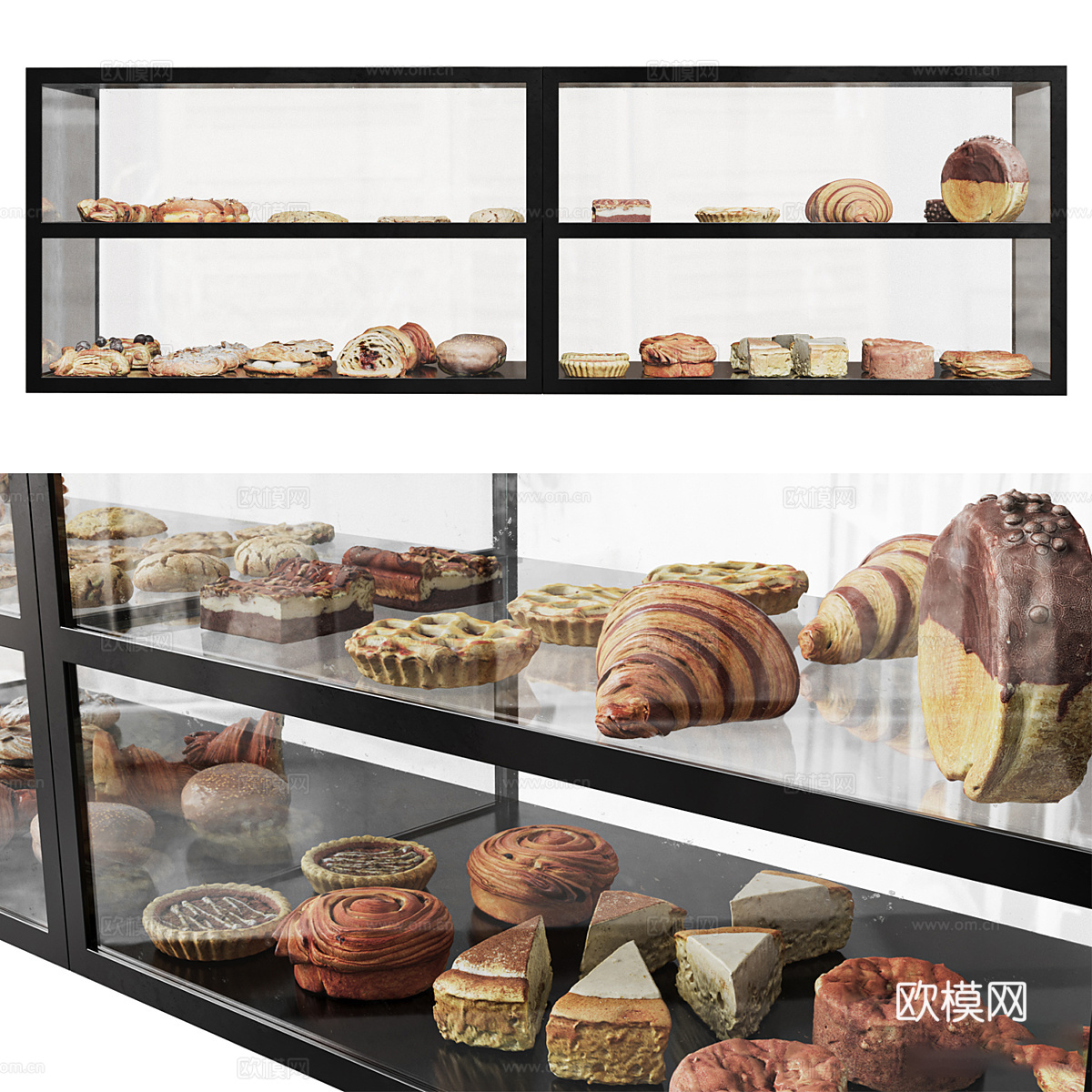 现代面包店展示架3d模型
