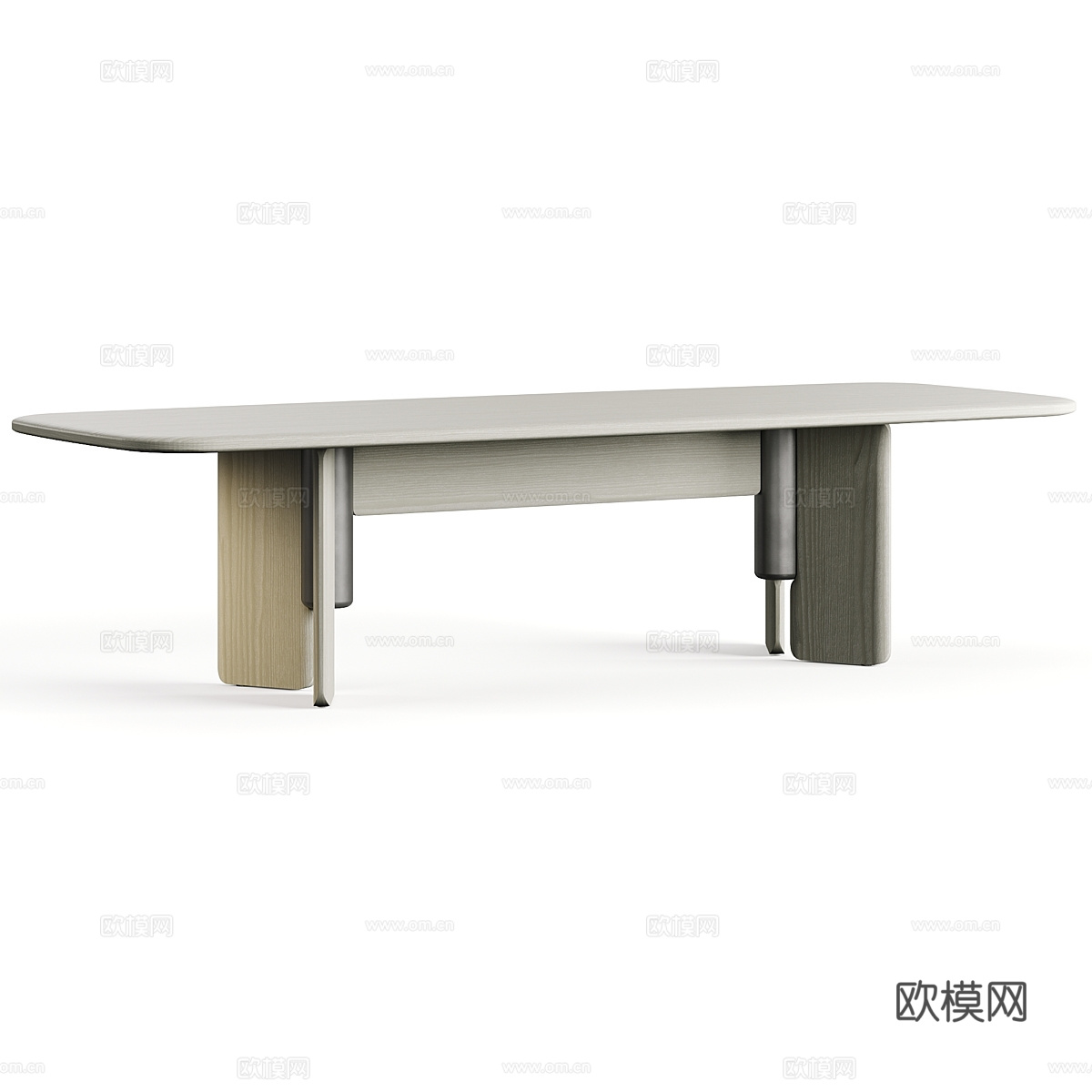 现代意式实木长餐桌3d模型