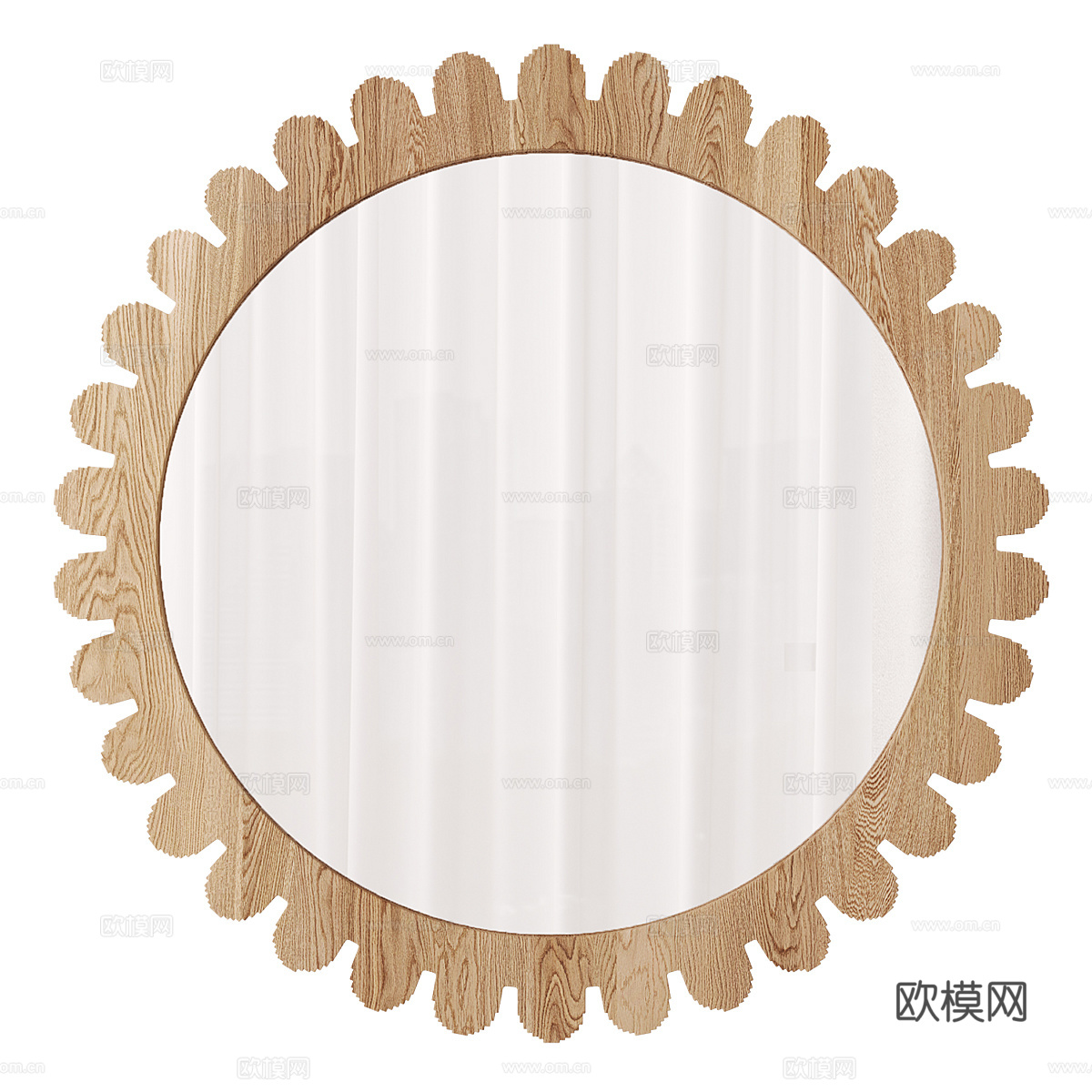 新中式装饰圆镜3d模型