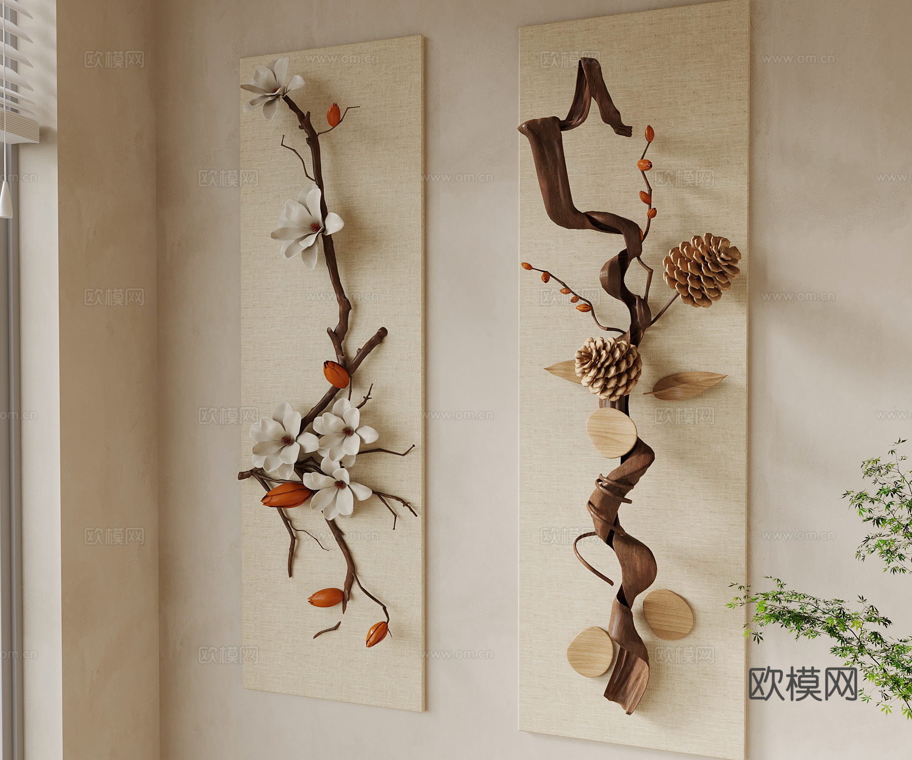 新中式墙饰 挂件su模型