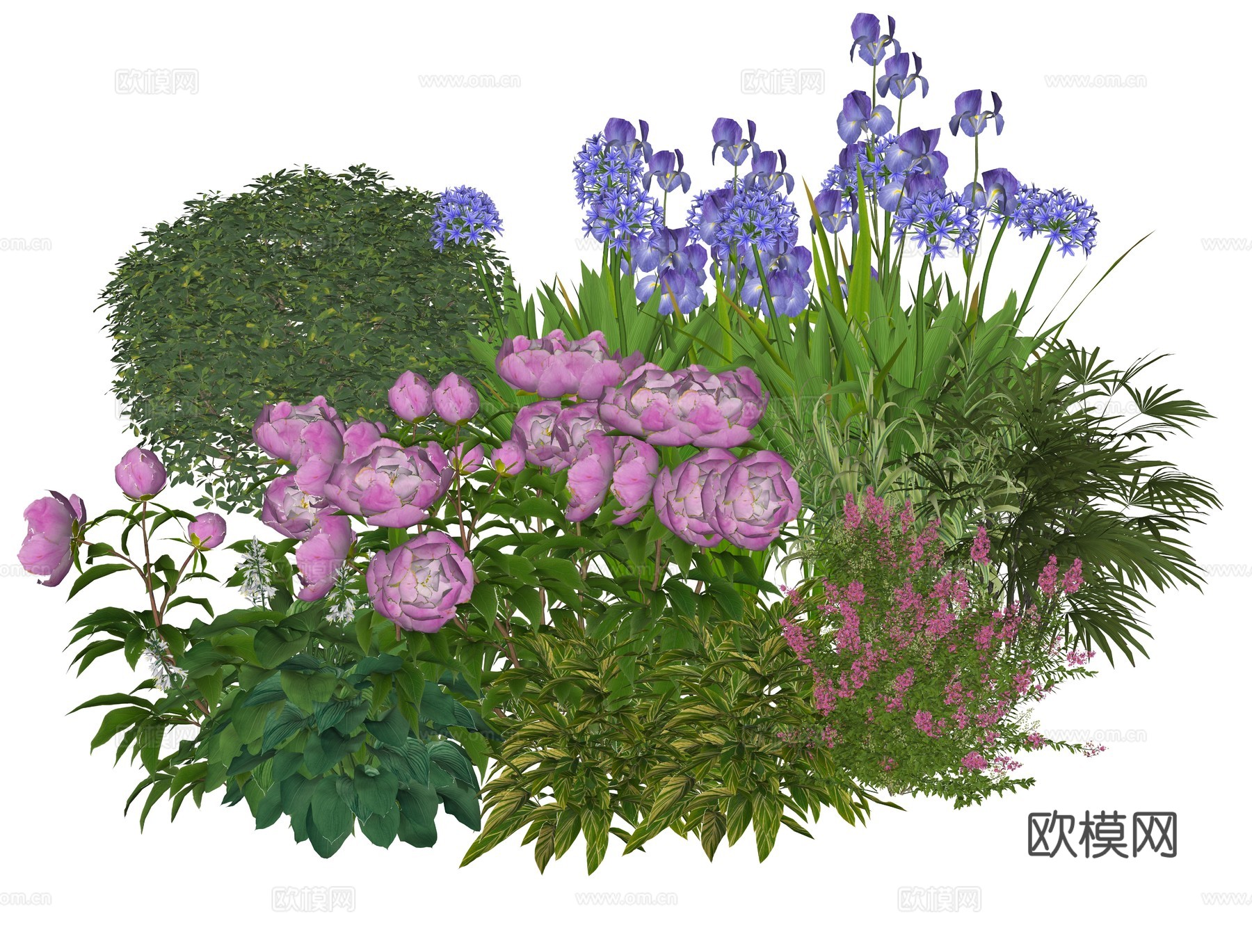 庭院植物花草 草花植物 公园景观地被植物堆 花箱花草su模型