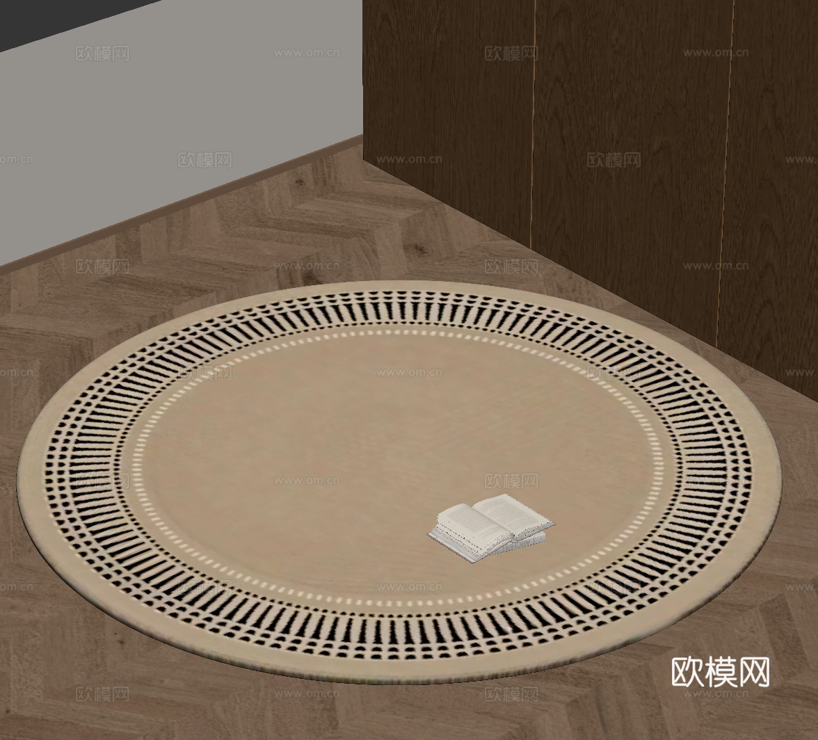 现代地毯 年轮花纹地毯 圆形地毯su模型
