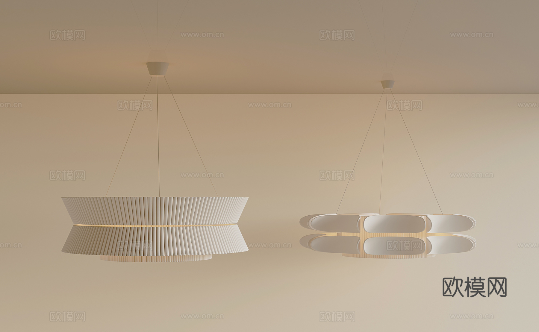 现代简约奶油风吊灯3d模型