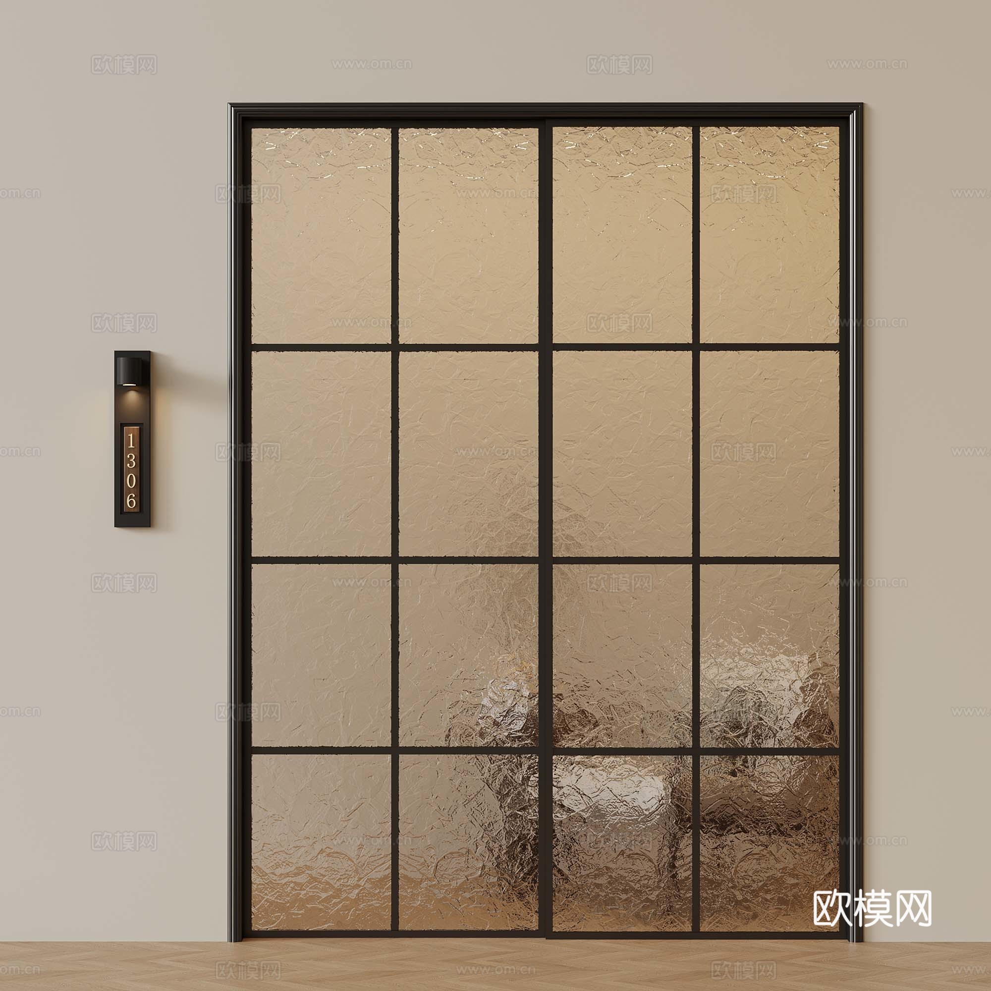 现代推拉门 玻璃推拉门 门牌 休闲椅3d模型