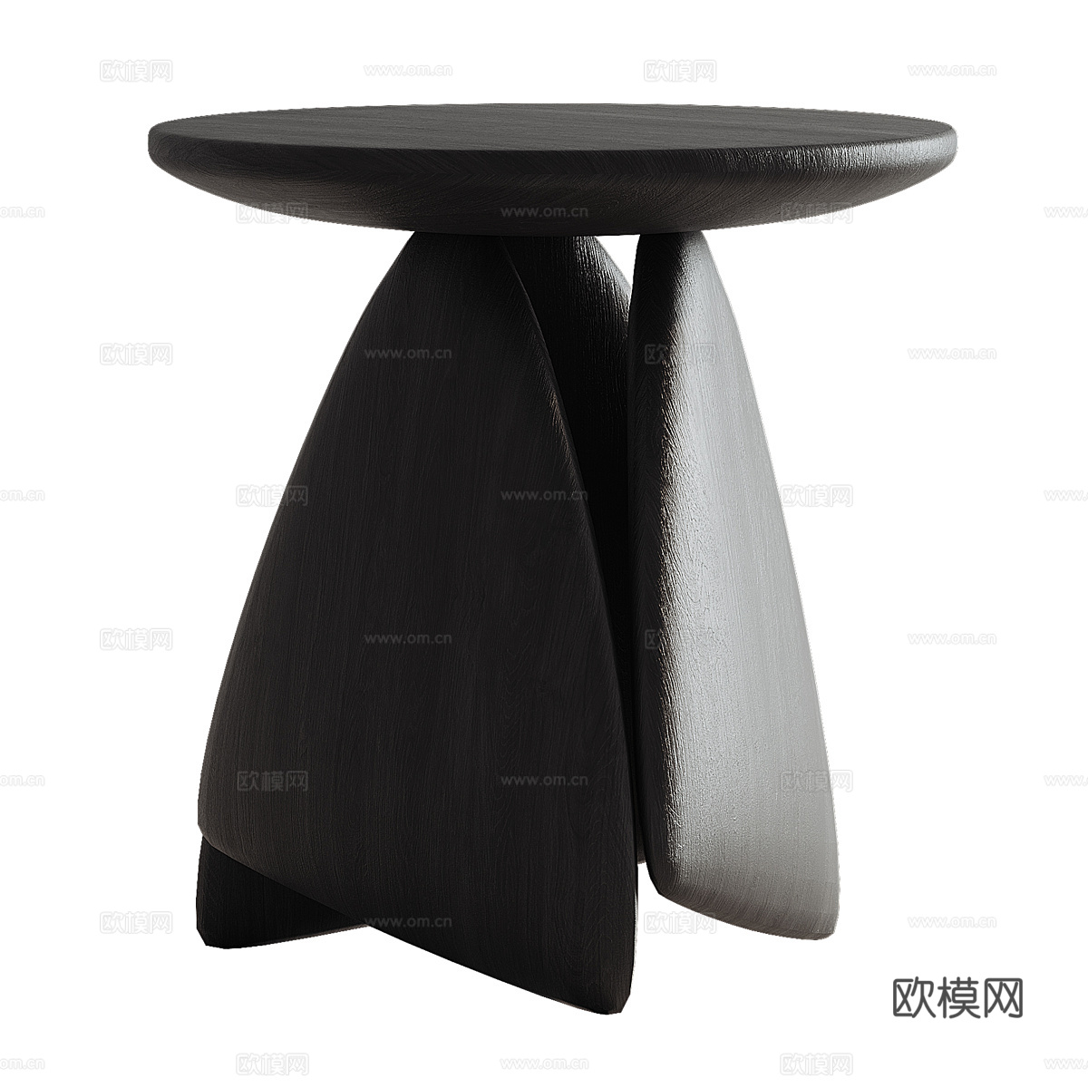 现代侘寂黑色实木边几3d模型