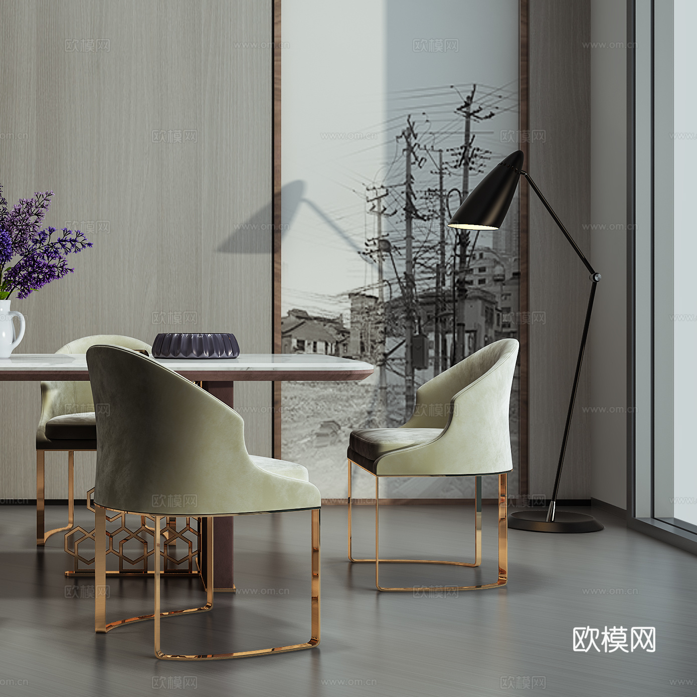 北欧餐桌椅   休闲桌椅  洽谈桌椅 长桌椅3d模型