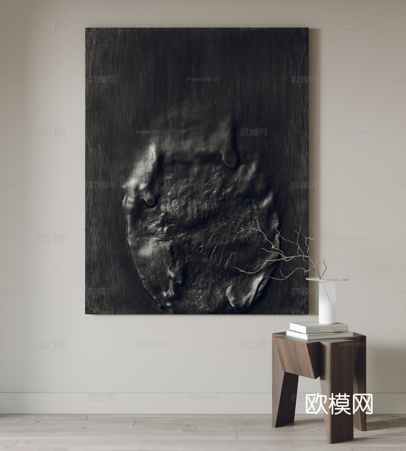 现代挂画 装饰画 边几3d模型