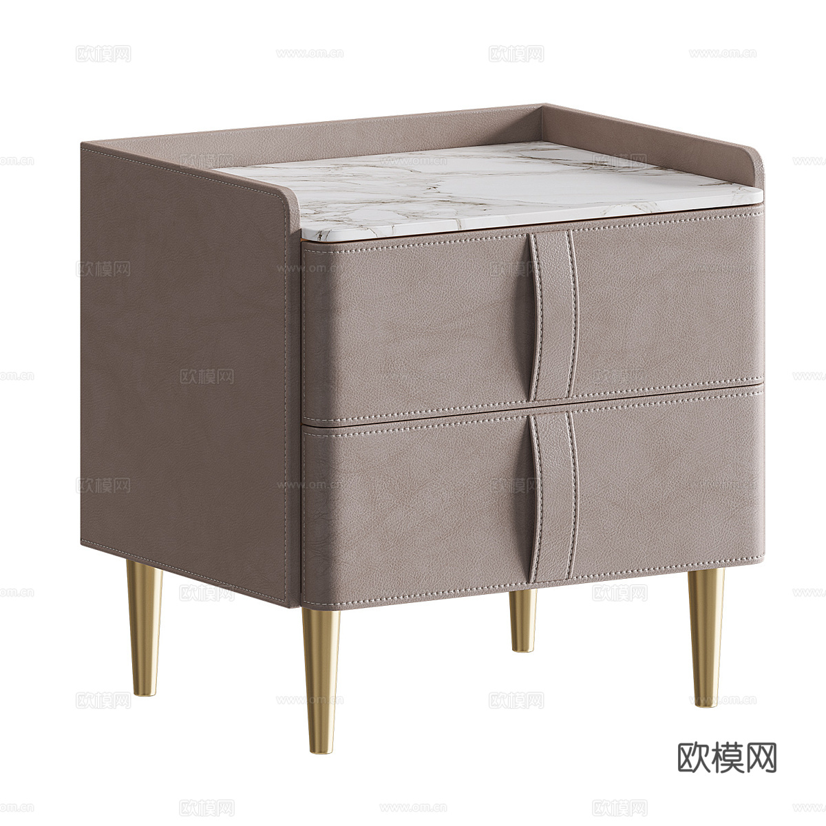 现代意式轻奢皮革床头柜3d模型