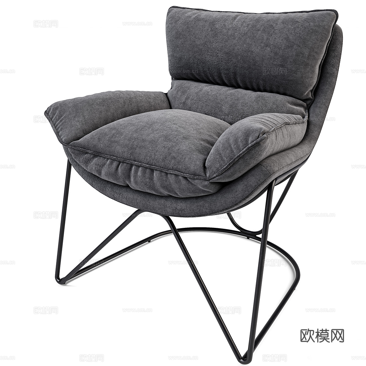 现代意式布艺休闲椅3d模型