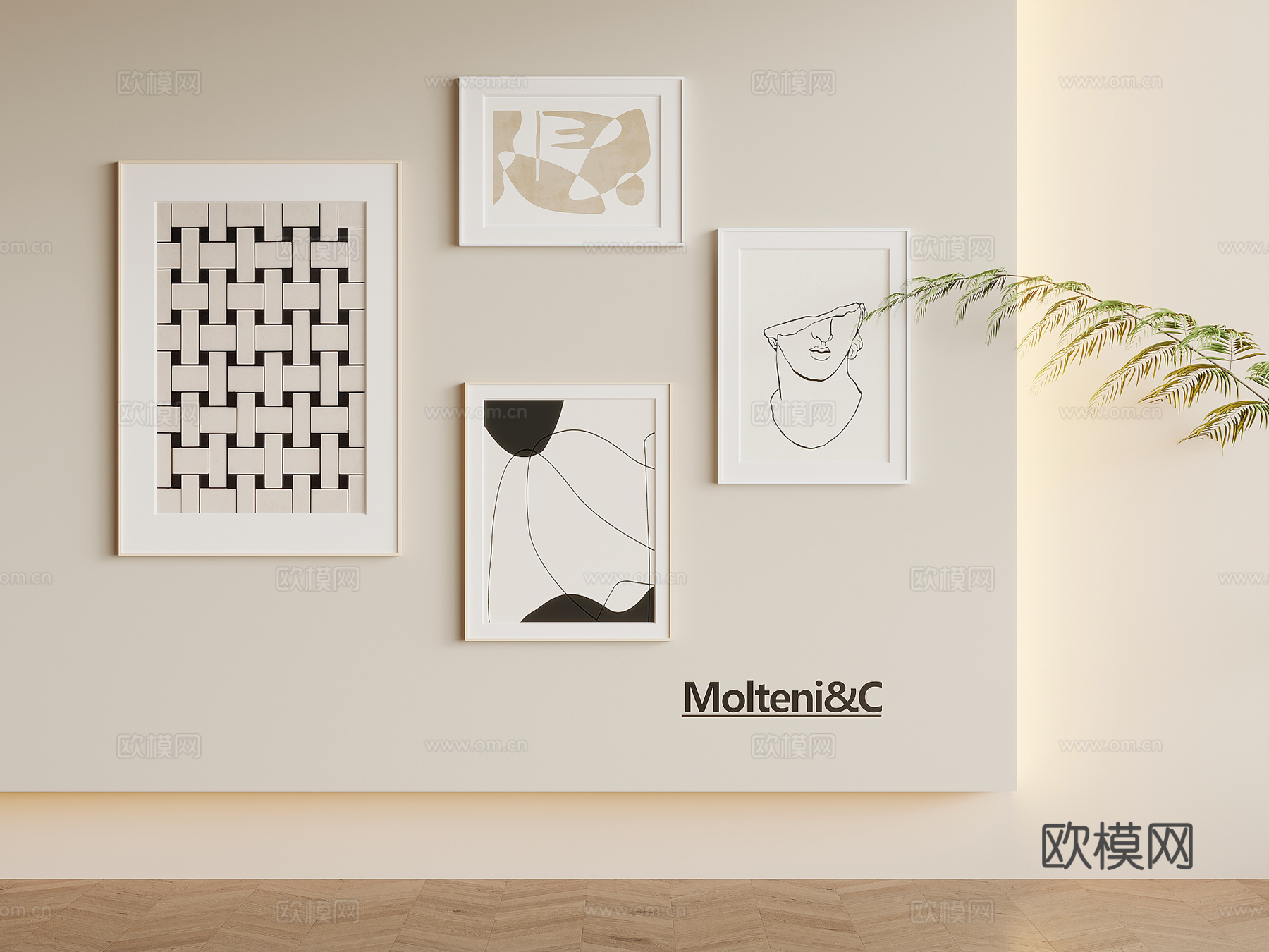 现代挂画 装饰画 挂画组合3d模型
