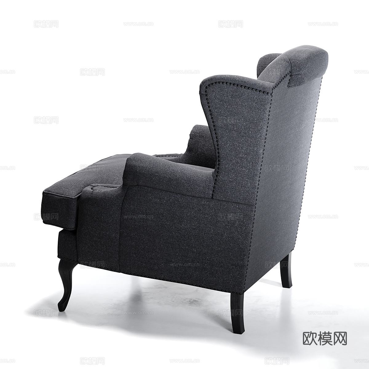 美式简约布艺扶手椅3d模型