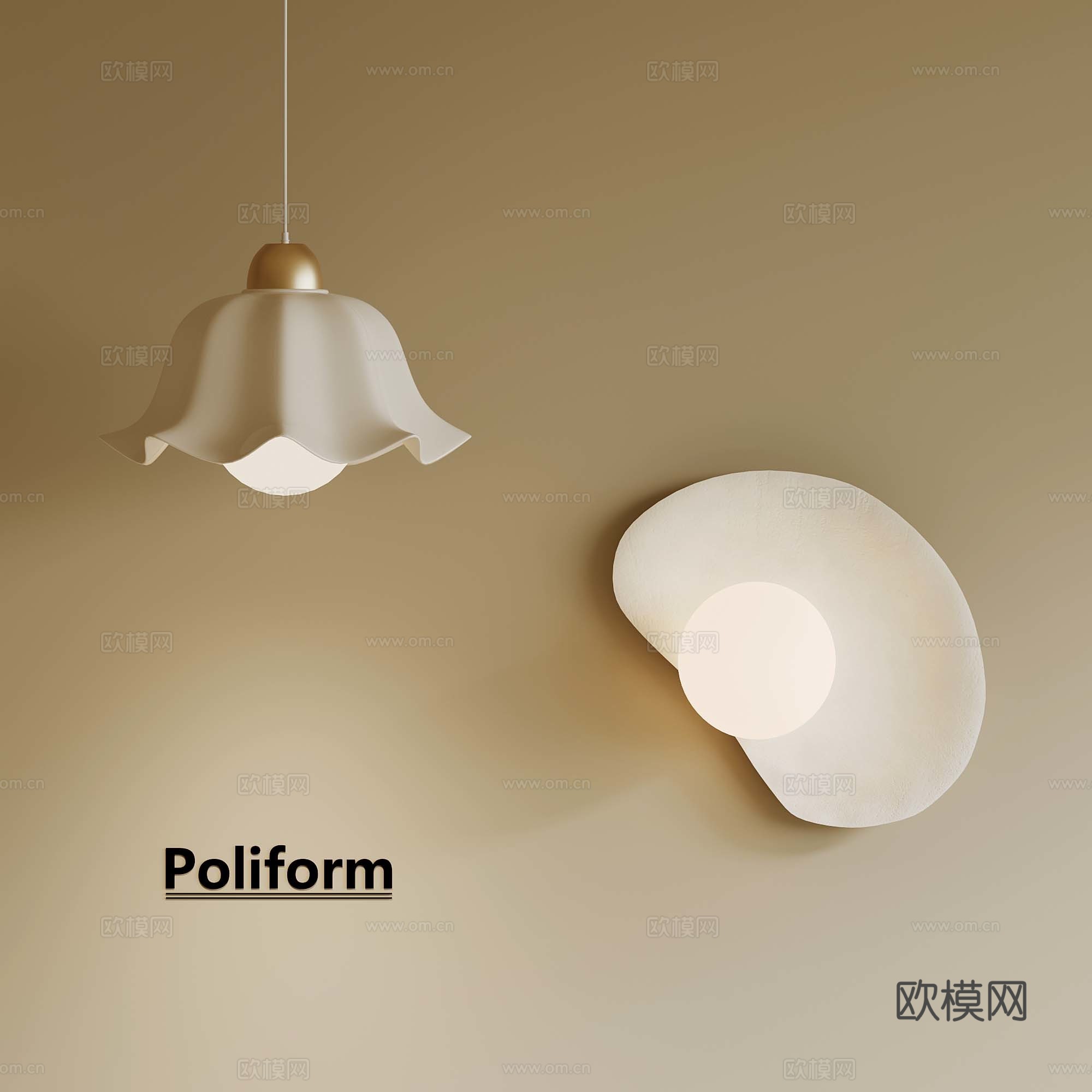 奶油风吊灯 壁灯3d模型