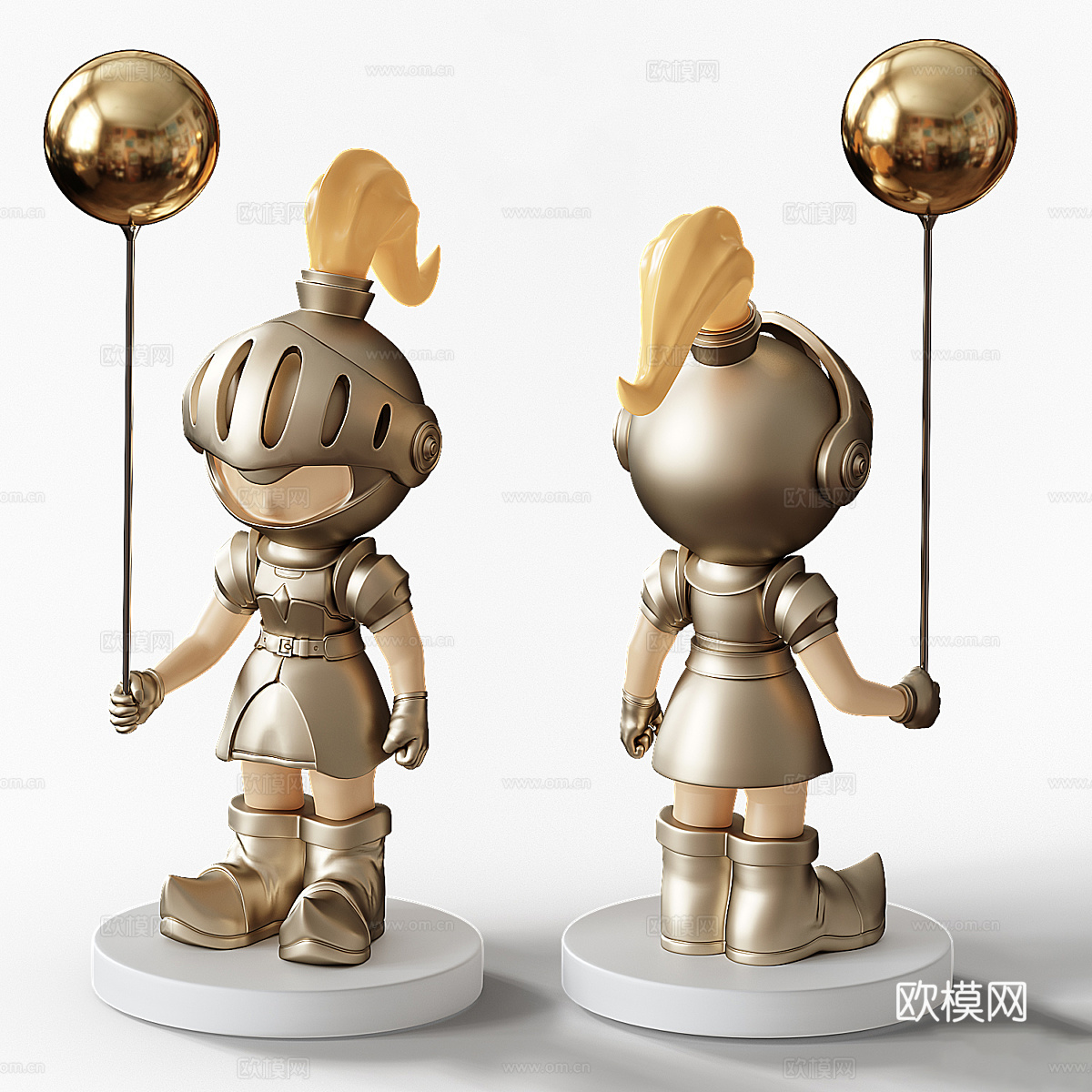 现代轻奢骑士雕塑3d模型