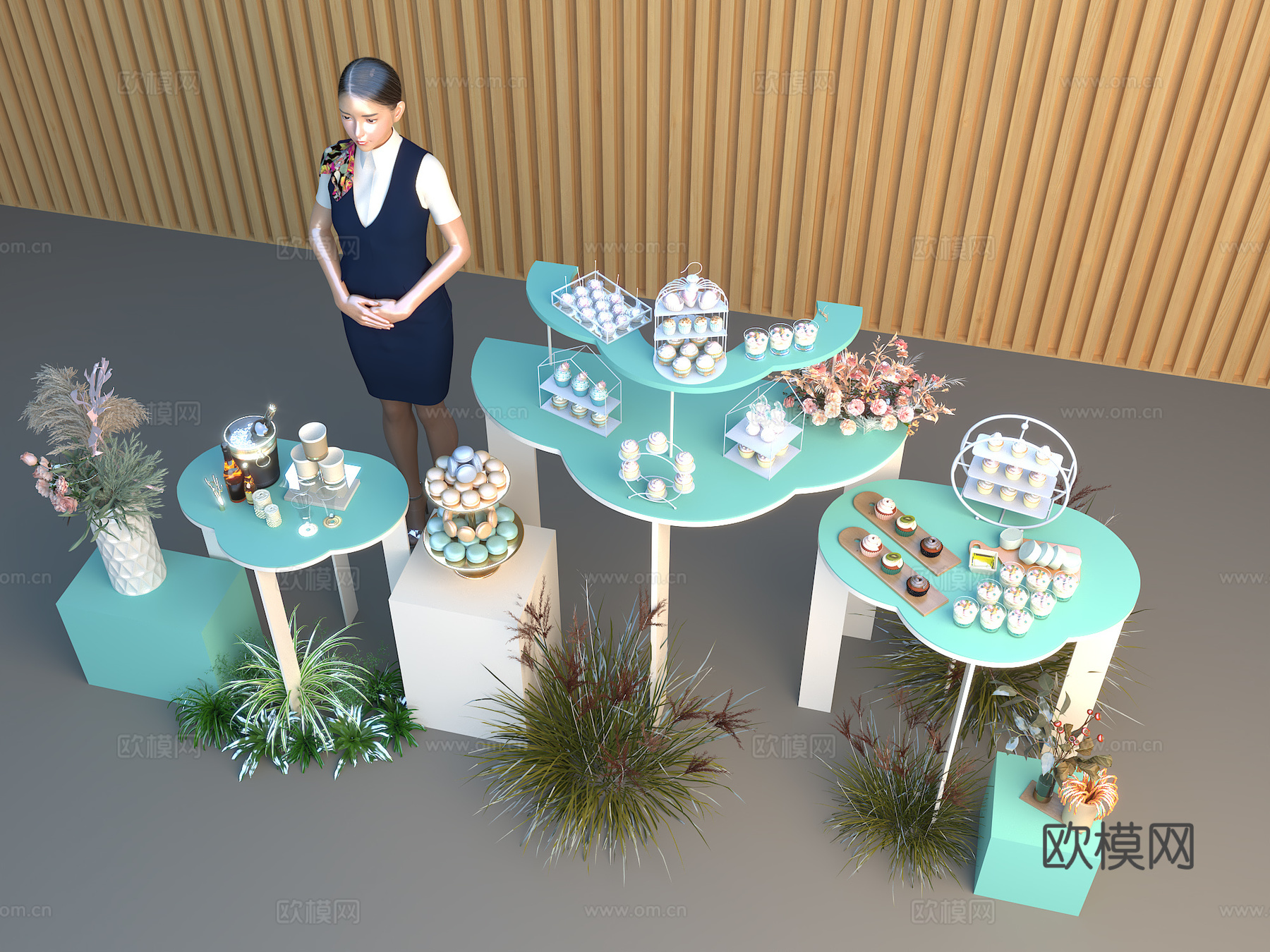 茶歇 冷餐 活动 美陈 食物 饮品3d模型