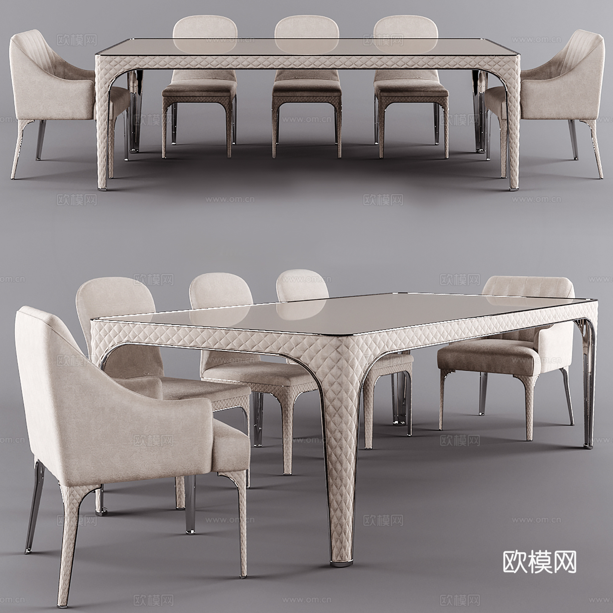 奶油风餐桌椅   休闲桌椅  洽谈桌椅3d模型
