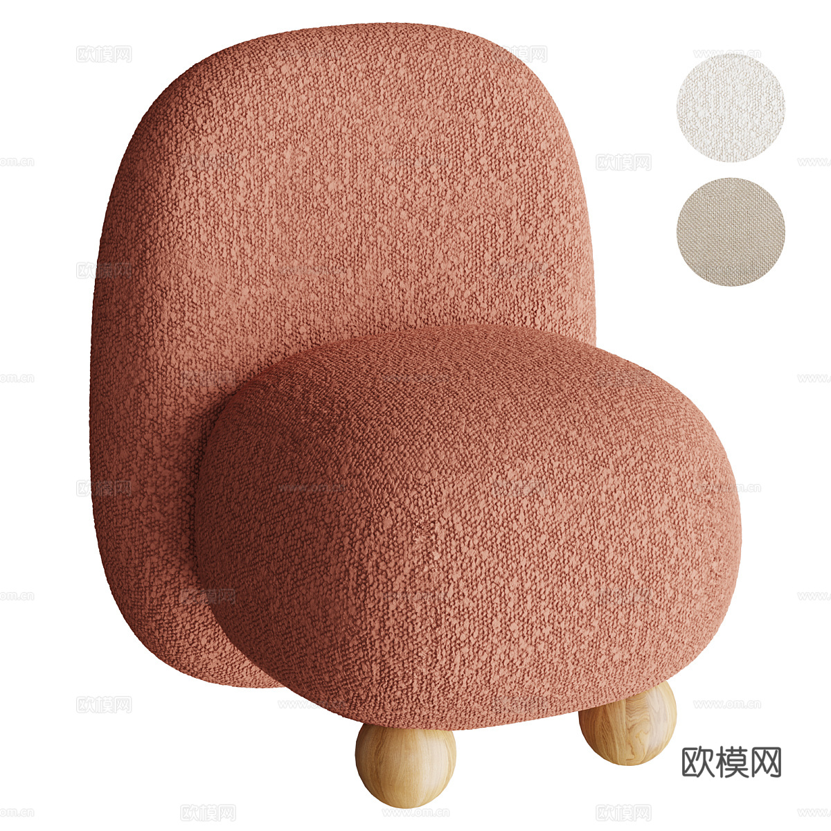 现代奶油风布艺沙发椅3d模型
