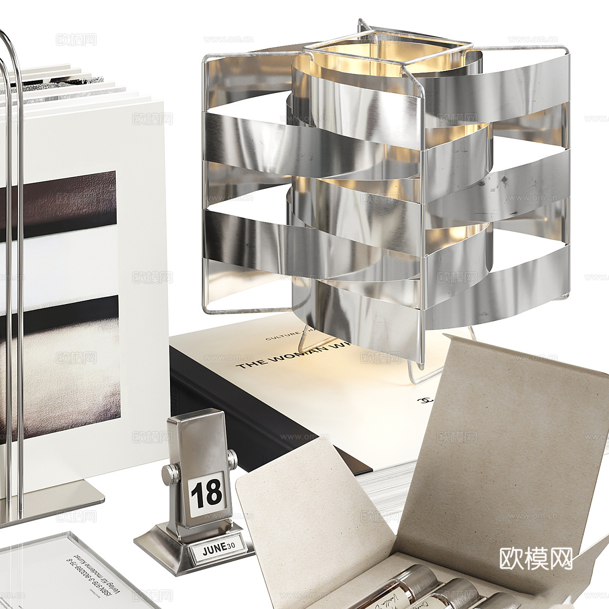 现代书籍饰品摆件组合3d模型