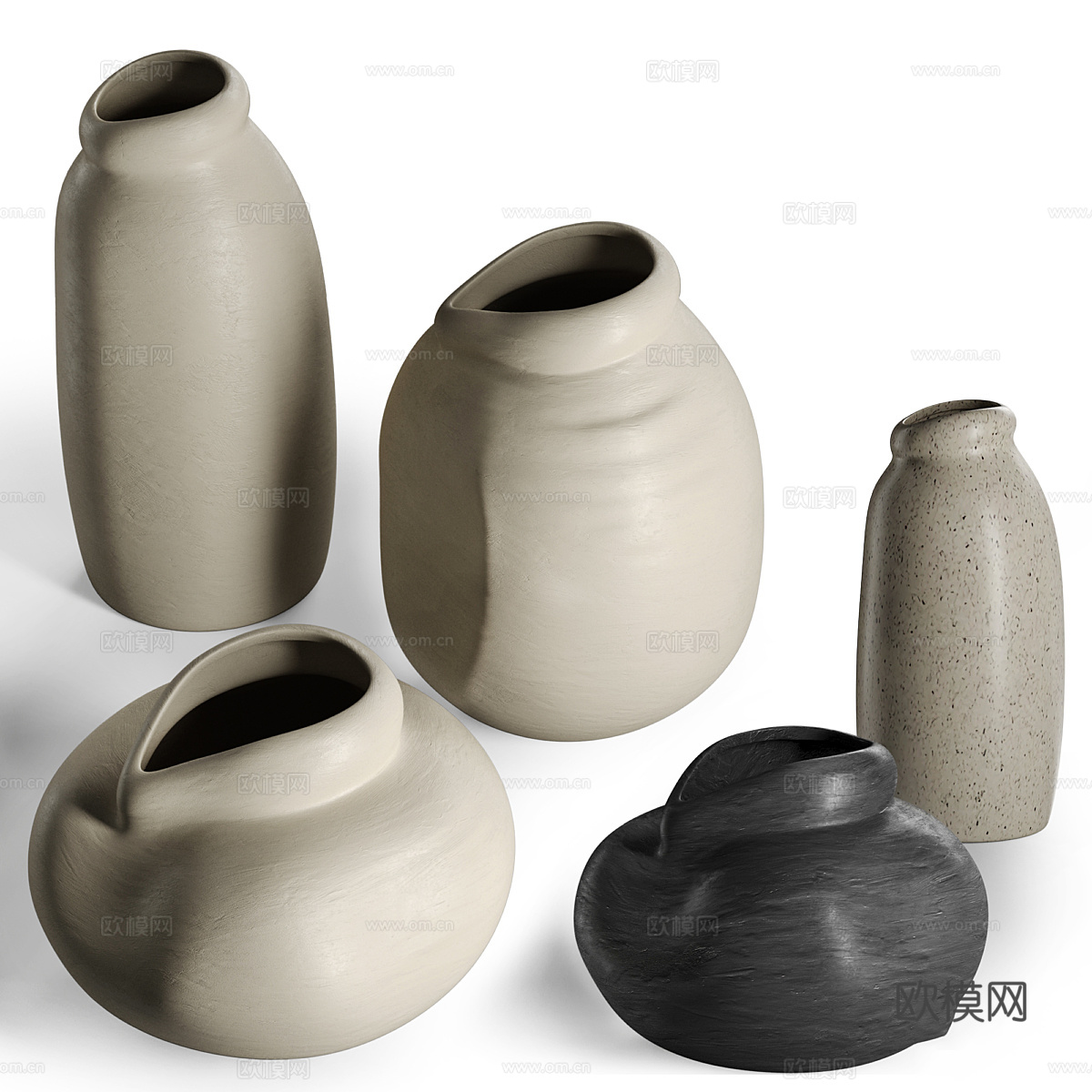 新中式侘寂陶罐 花瓶3d模型