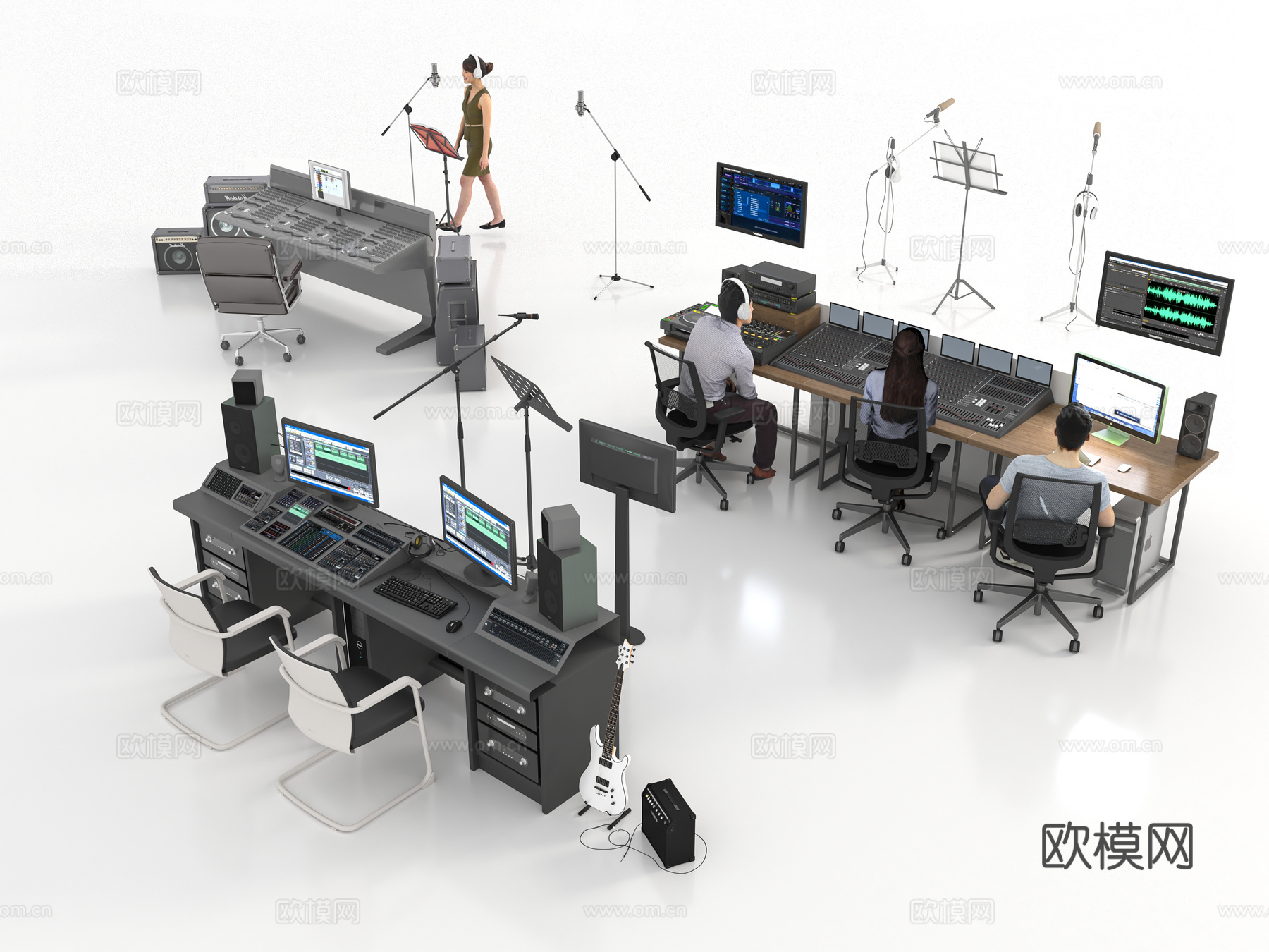 现代录音室设备3d模型