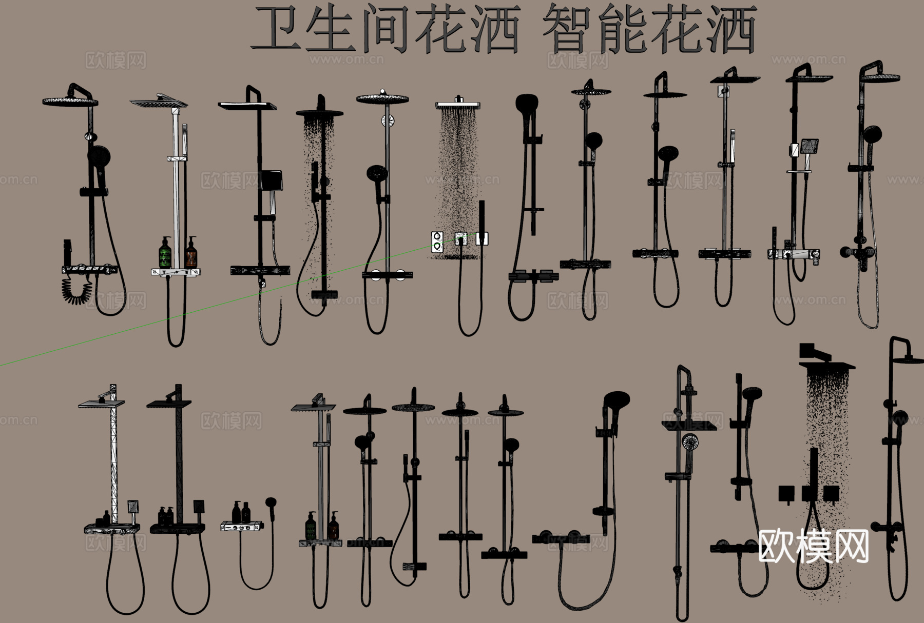 现代卫生间淋浴花洒su模型